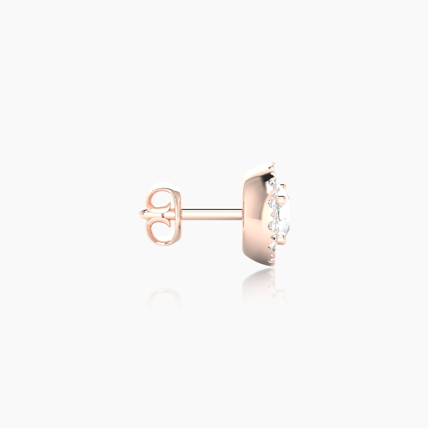 Eirene | 18k Rose Gold 6.5 mm Halo Round Diamond Earring