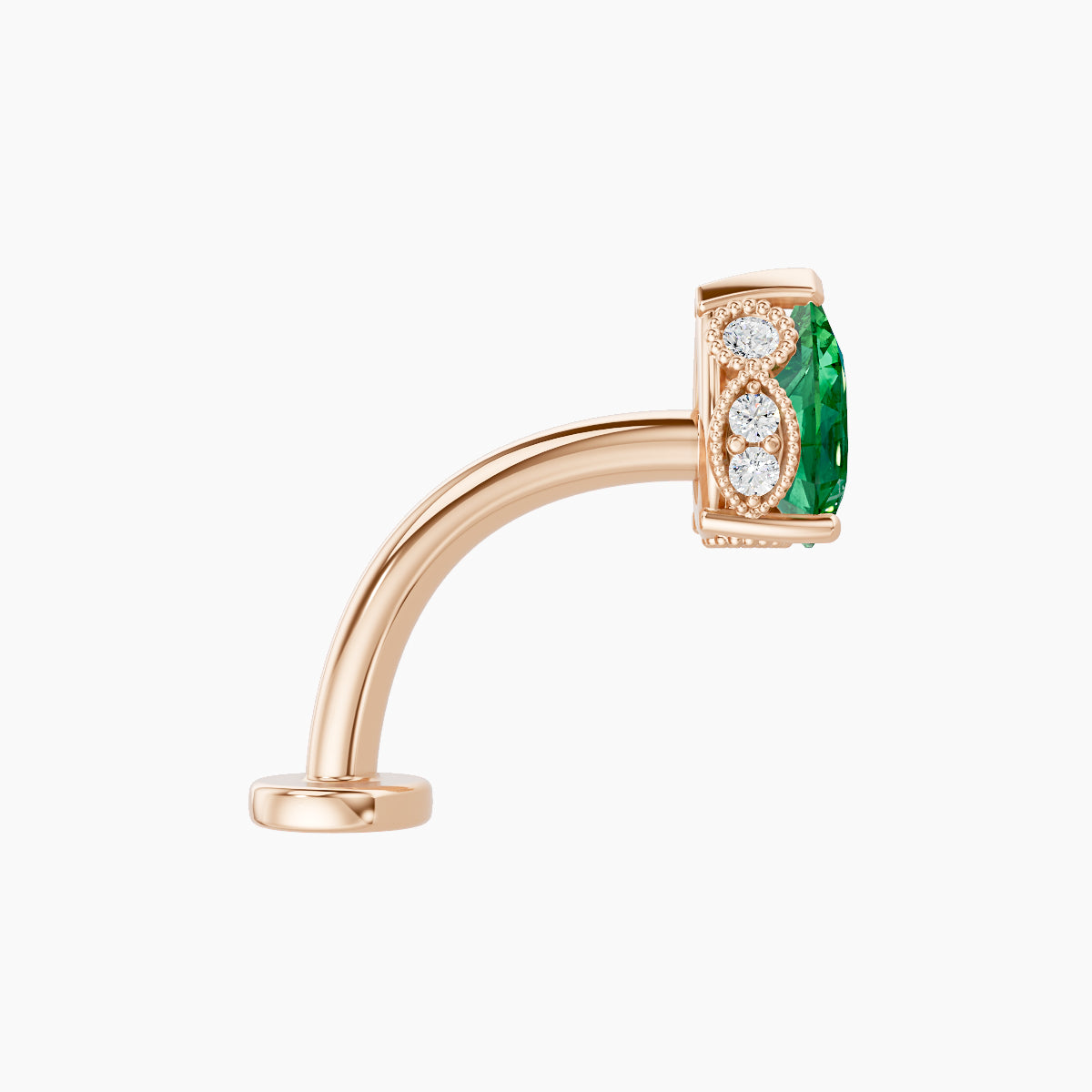 Elvira | 18k Rose Gold 10 mm 7 mm Emerald & Diamond Floating Navel Piercing