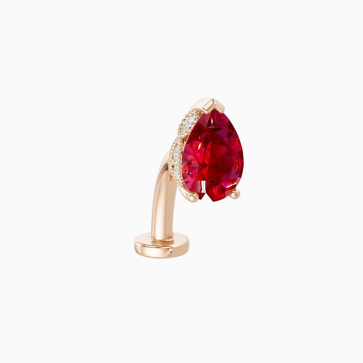 Elvira | 18k Rose Gold 10 mm 7 mm Ruby & Diamond Floating Navel Piercing