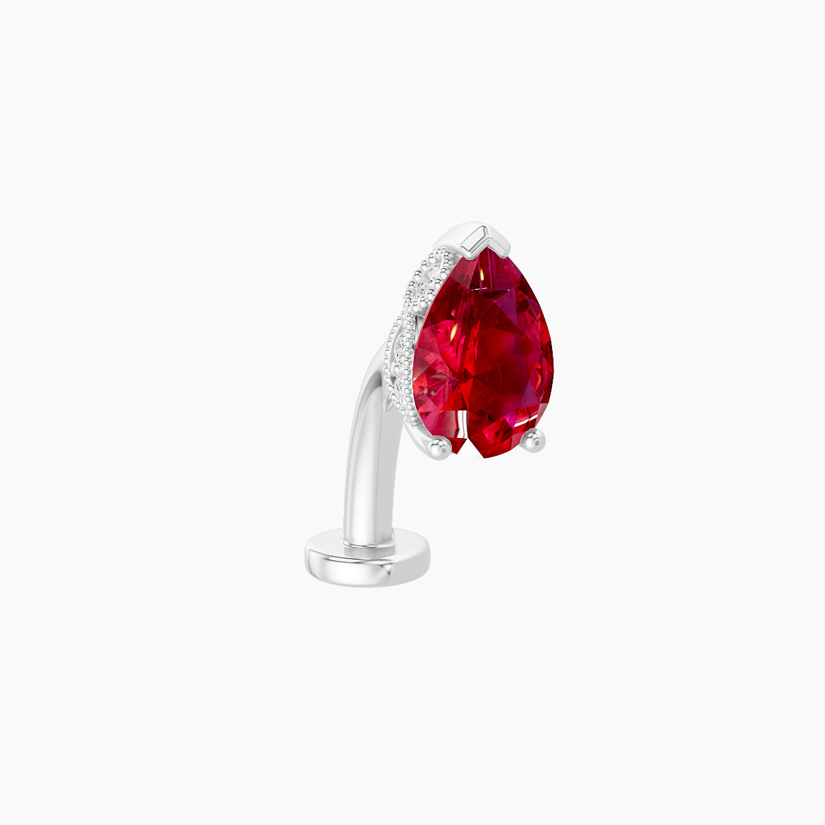 Elvira | 18k White Gold 10 mm 7 mm Ruby & Diamond Floating Navel Piercing