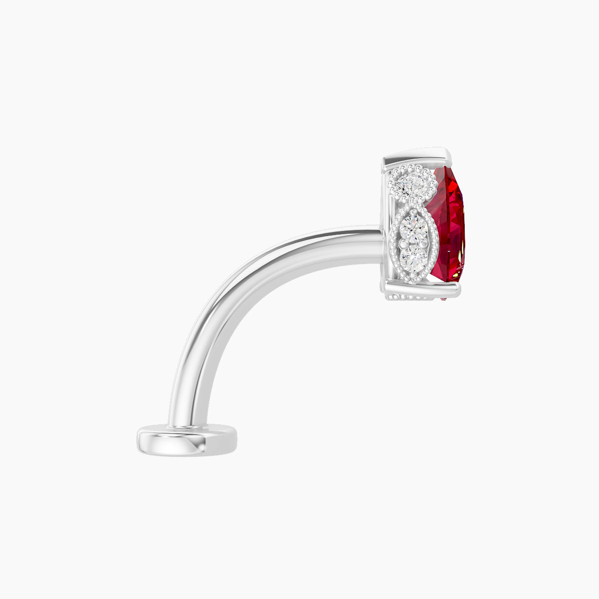 Elvira | 18k White Gold 10 mm 7 mm Ruby & Diamond Floating Navel Piercing