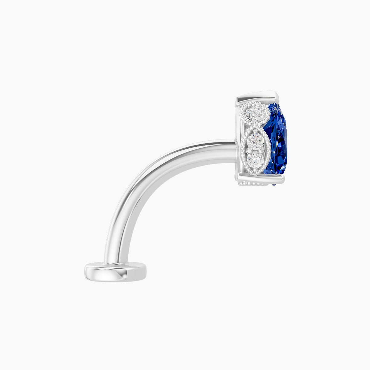 Elvira | 18k White Gold 10 mm 7 mm Sapphire & Diamond Floating Navel Piercing