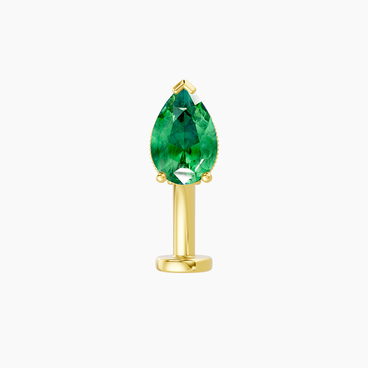 Elvira | 18k Yellow Gold 10 mm 7 mm Emerald & Diamond Floating Navel Piercing