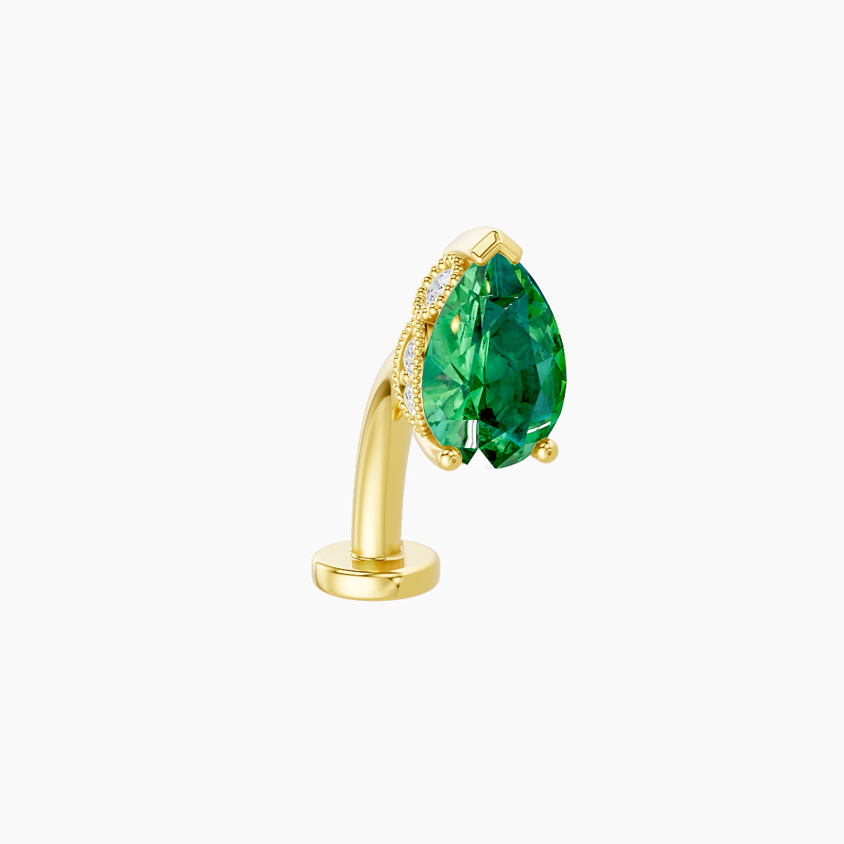 Elvira | 18k Yellow Gold 10 mm 7 mm Emerald & Diamond Floating Navel Piercing