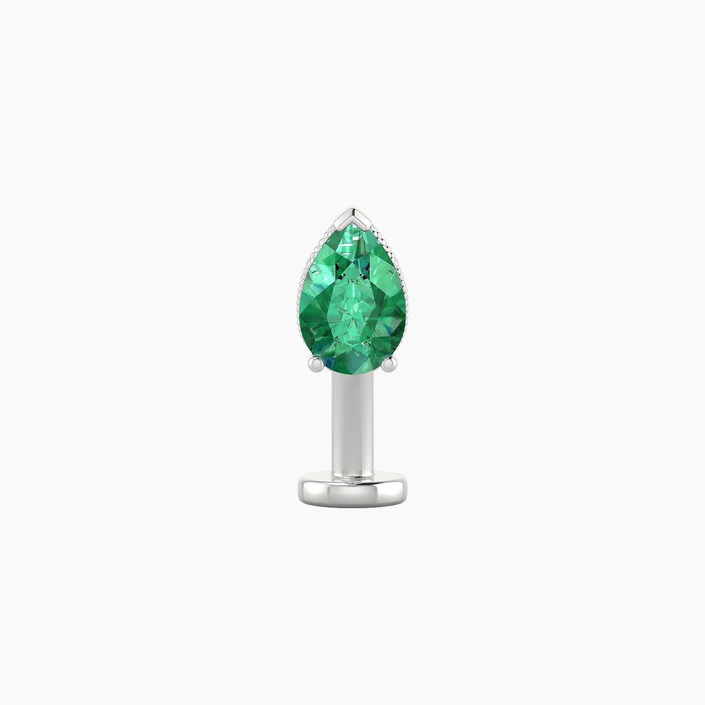 Elvira | 18k White Gold 10 mm 7 mm Emerald & Diamond Floating Navel Piercing