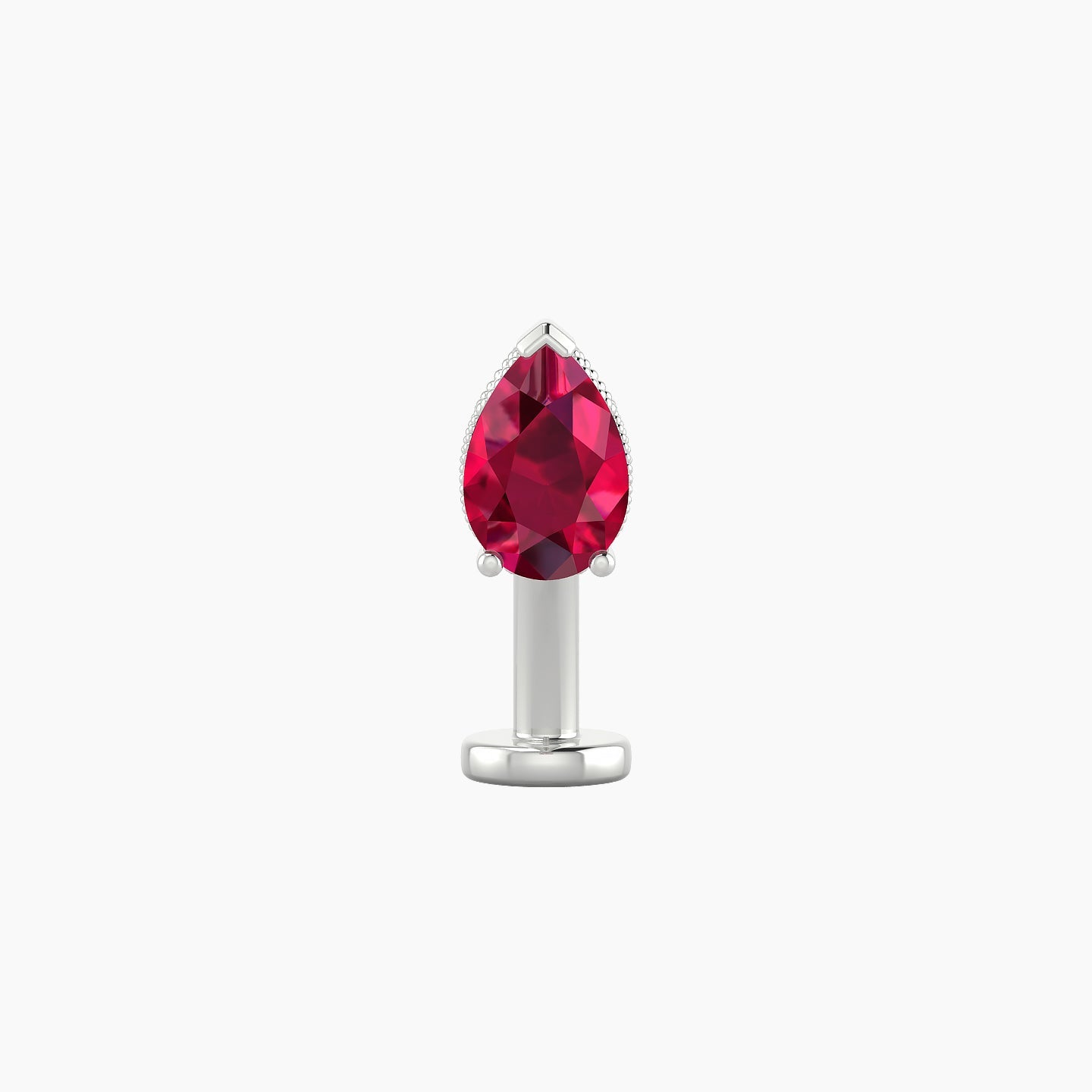 Elvira | 18k White Gold 10 mm 7 mm Ruby & Diamond Floating Navel Piercing