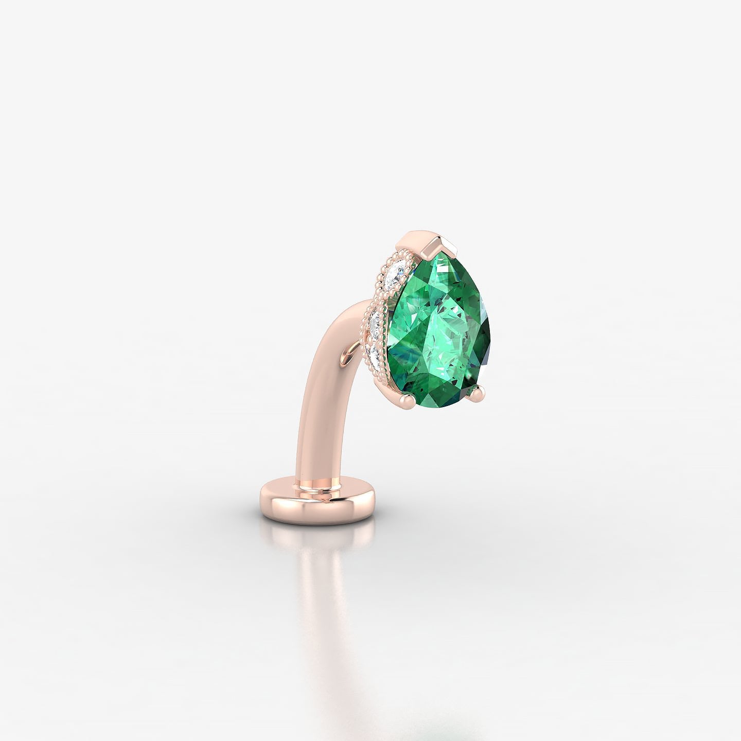 Elvira | 18k Rose Gold 10 mm 7 mm Emerald & Diamond Floating Navel Piercing