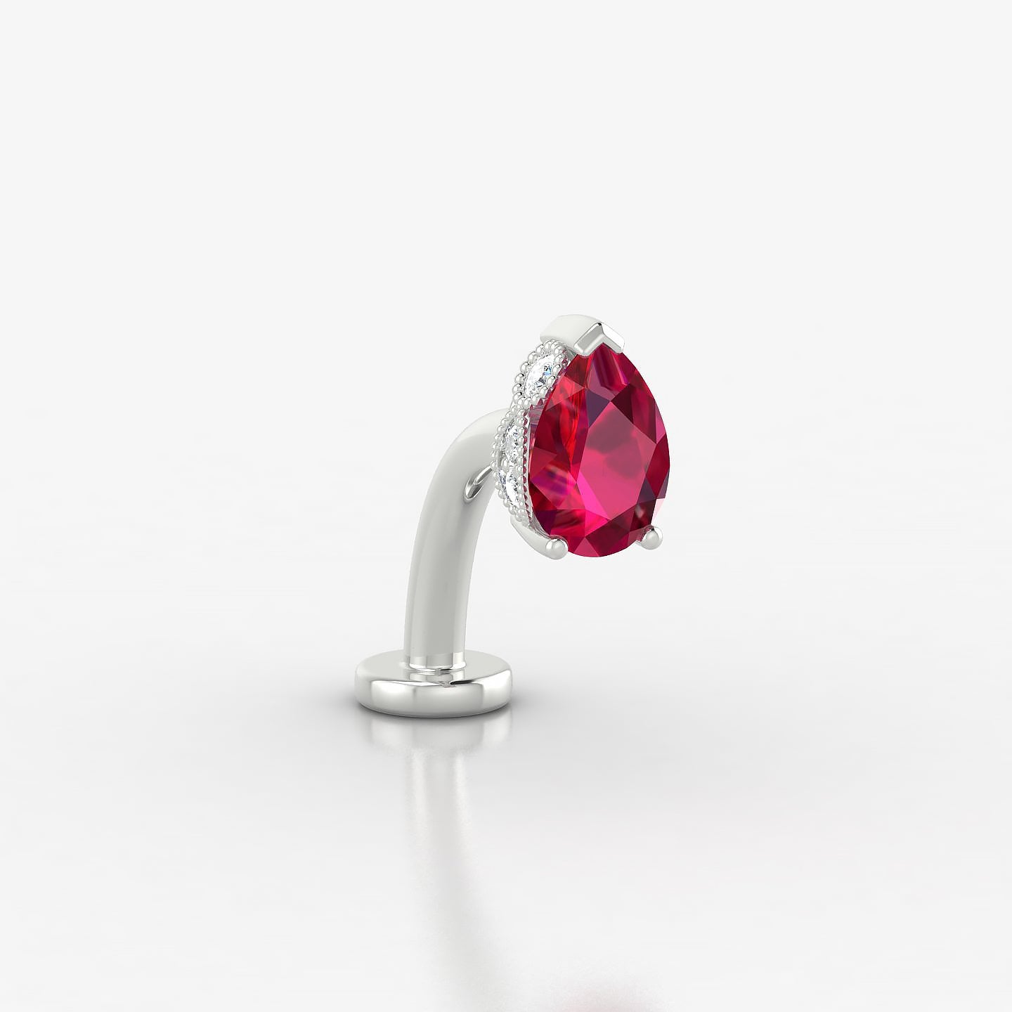 Elvira | 18k White Gold 10 mm 7 mm Ruby & Diamond Floating Navel Piercing