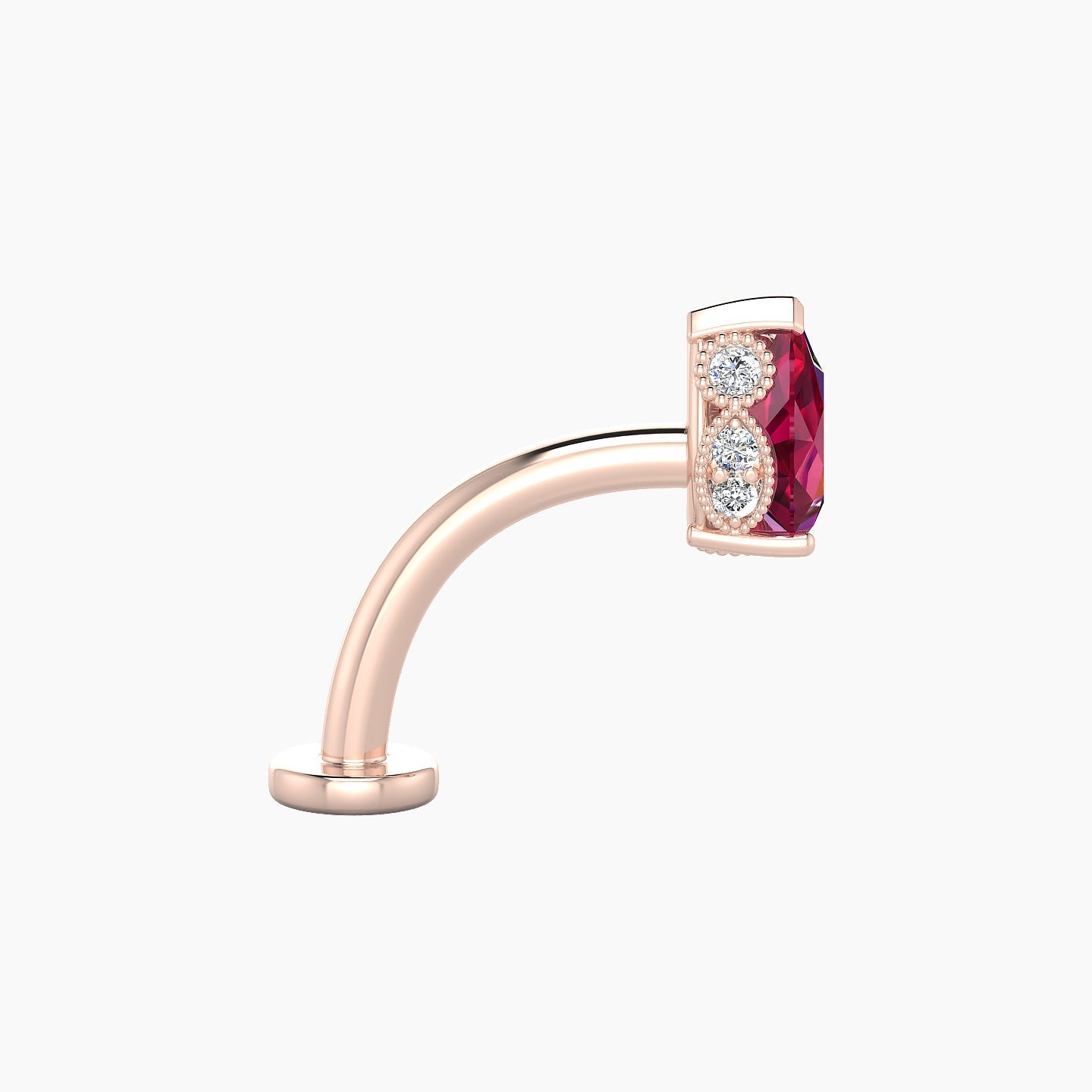Elvira | 18k Rose Gold 10 mm 7 mm Ruby & Diamond Floating Navel Piercing