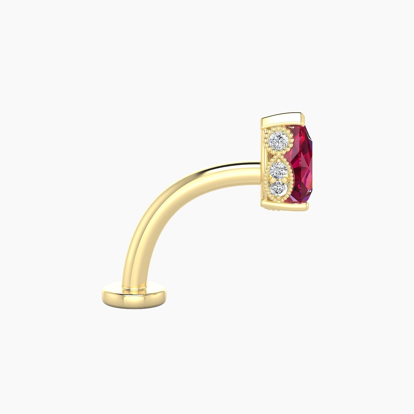 Elvira | 18k Yellow Gold 10 mm 7 mm Ruby & Diamond Floating Navel Piercing