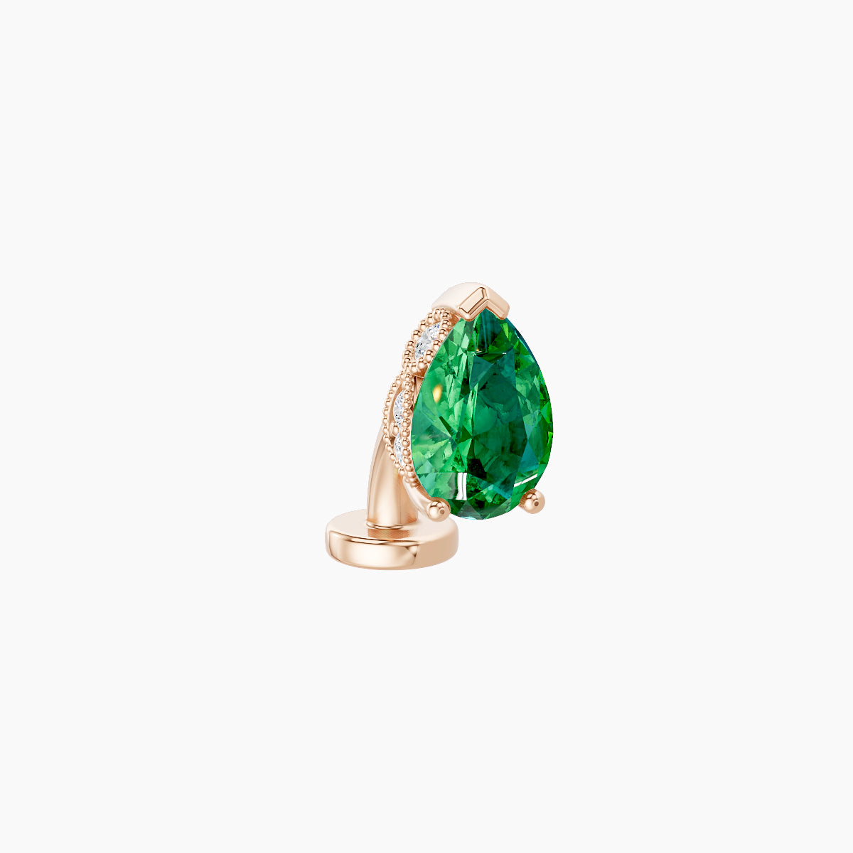 Elvira | 18k Rose Gold 6 mm 7 mm Emerald & Diamond Floating Navel Piercing