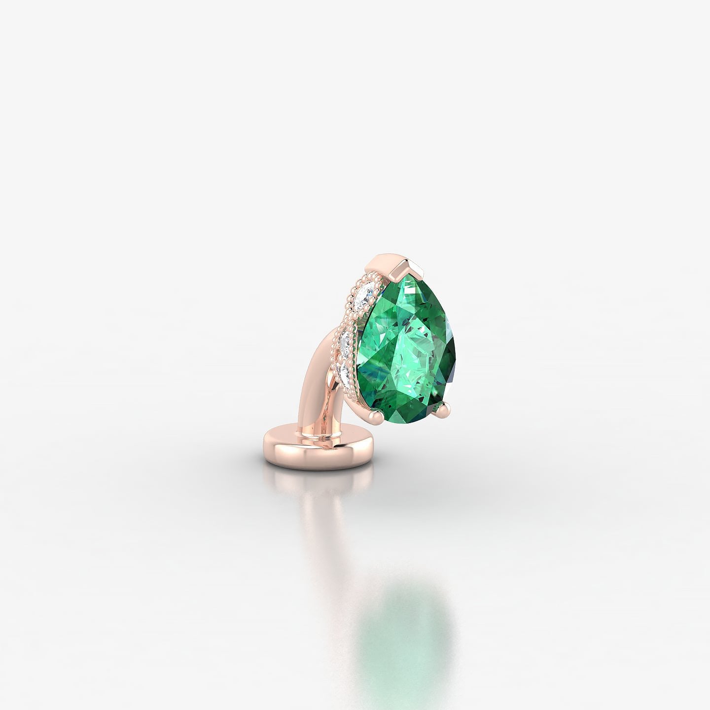 Elvira | 18k Rose Gold 6 mm 7 mm Emerald & Diamond Floating Navel Piercing