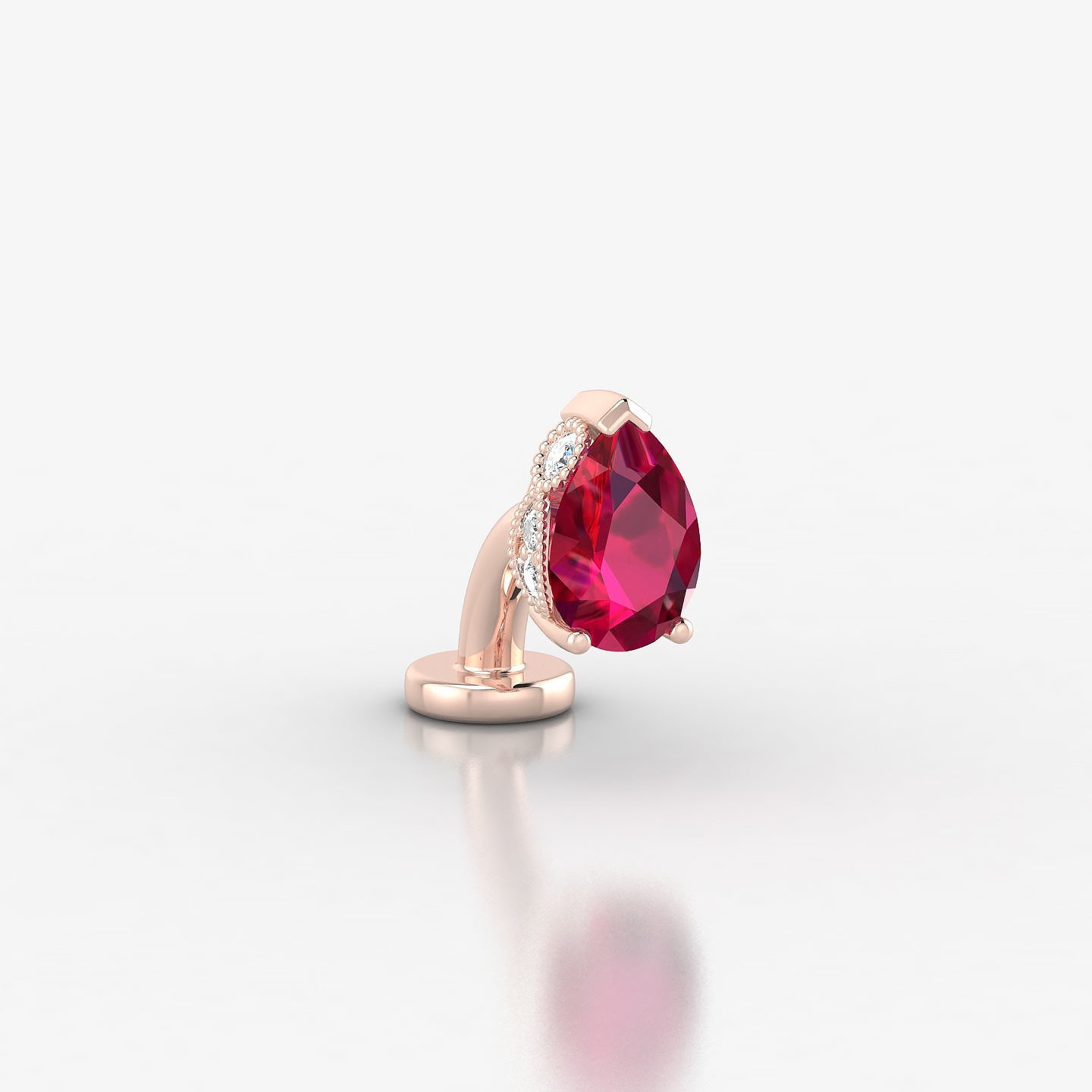 Elvira | 18k Rose Gold 6 mm 7 mm Ruby & Diamond Floating Navel Piercing