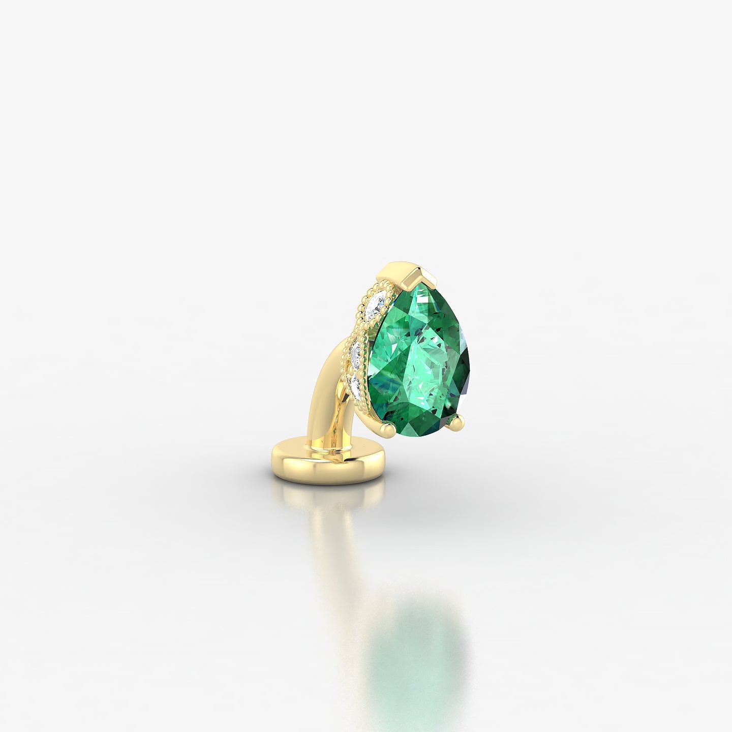 Elvira | 18k Yellow Gold 6 mm 7 mm Emerald & Diamond Floating Navel Piercing