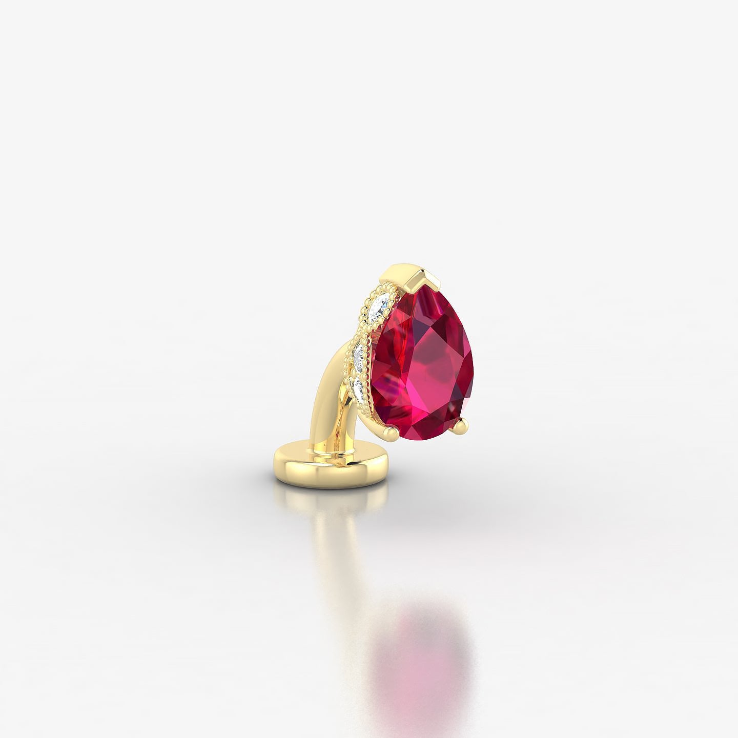 Elvira | 18k Yellow Gold 6 mm 7 mm Ruby & Diamond Floating Navel Piercing