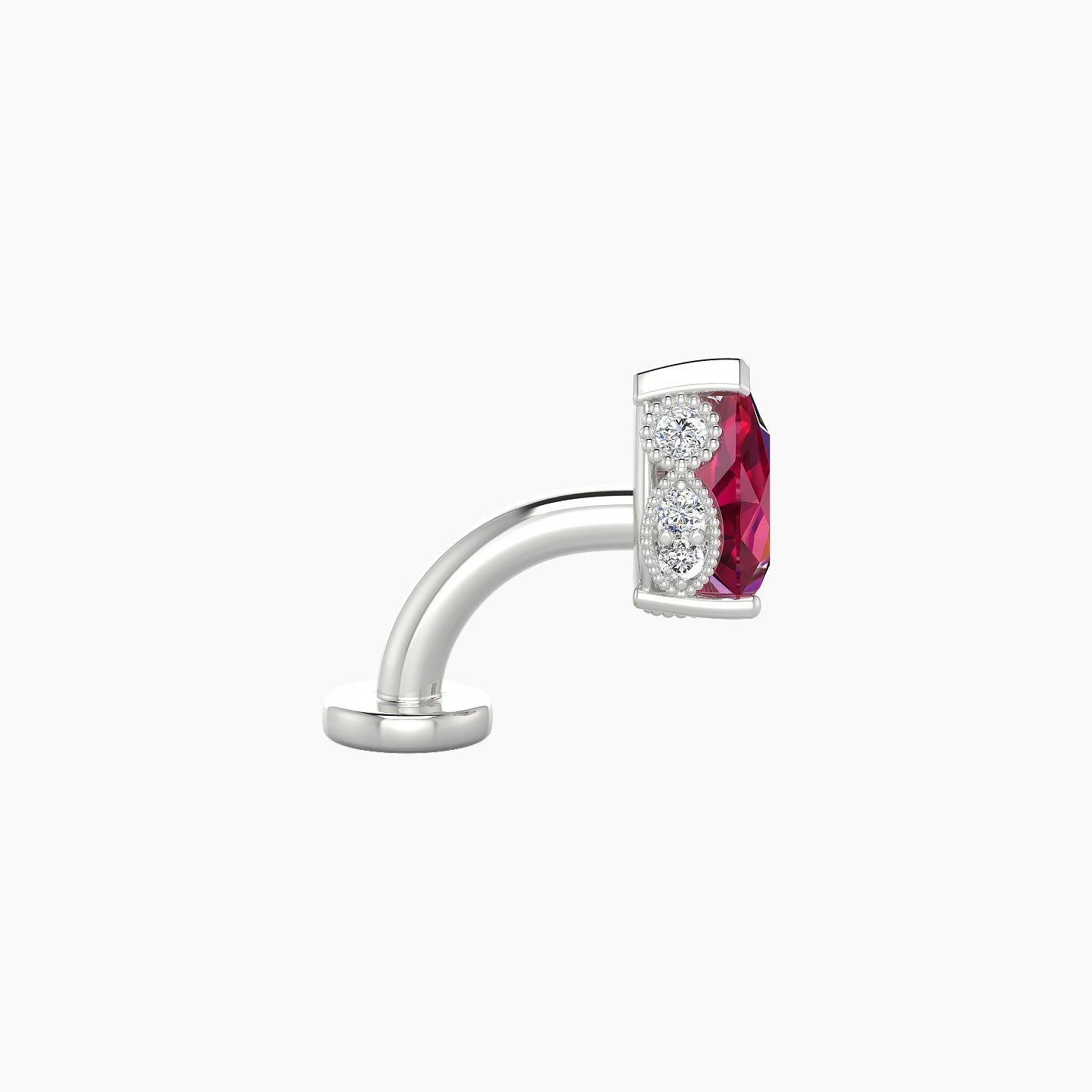 Elvira | 18k White Gold 6 mm 7 mm Ruby & Diamond Floating Navel Piercing