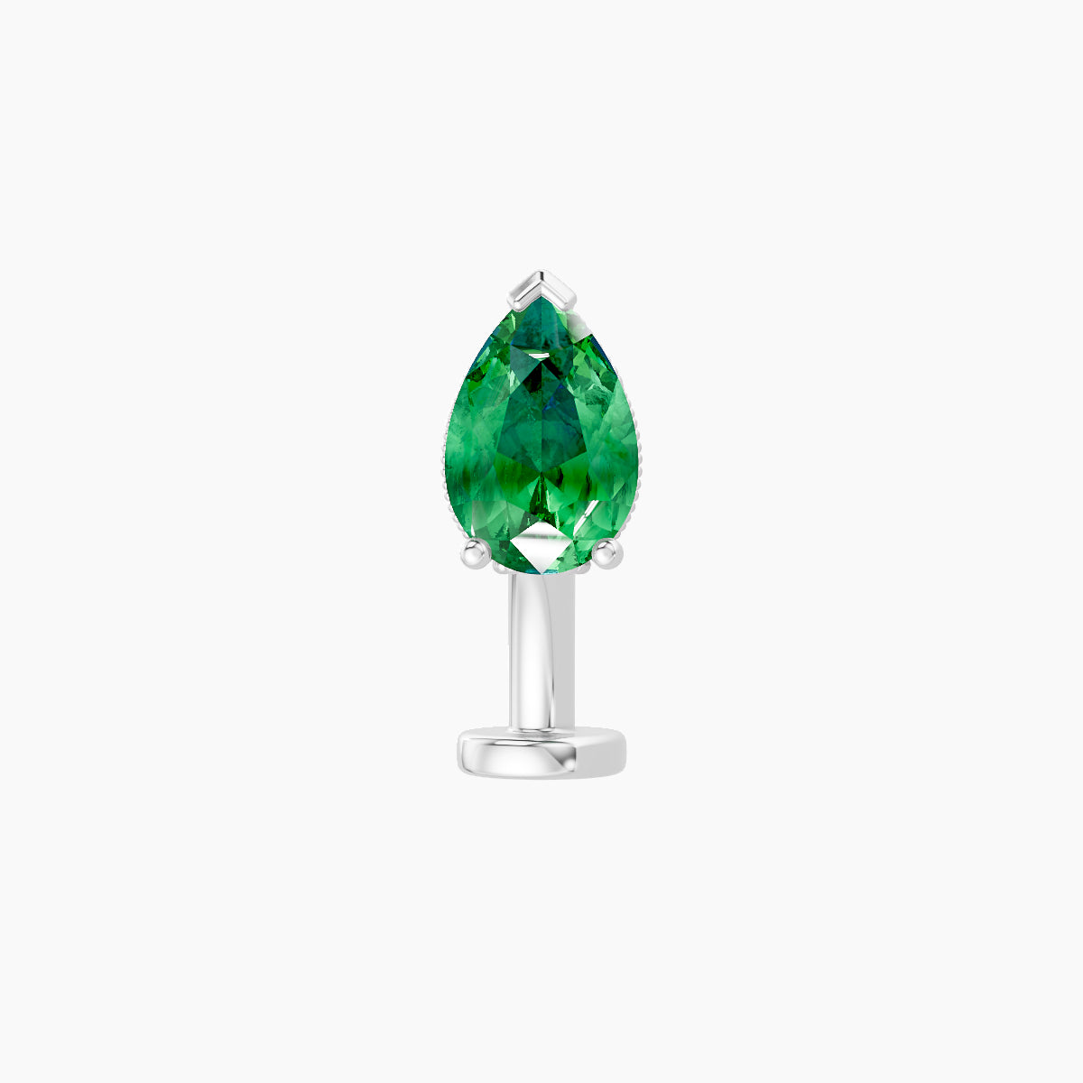 Elvira | 18k White Gold 8 mm 7 mm Emerald & Diamond Floating Navel Piercing