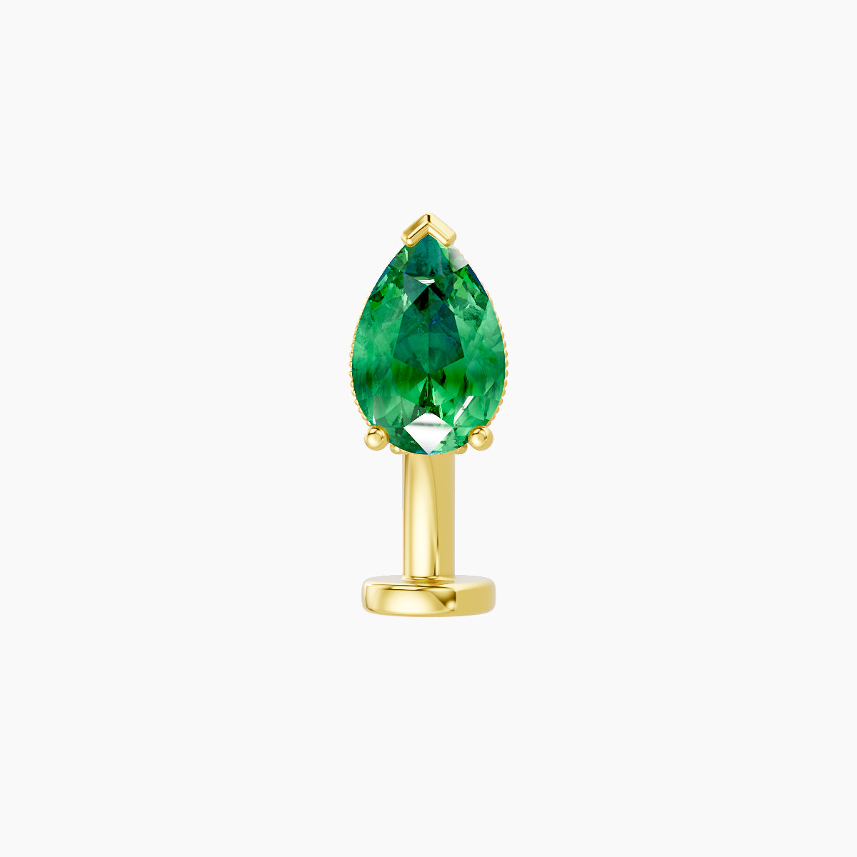 Elvira | 18k Yellow Gold 8 mm 7 mm Emerald & Diamond Floating Navel Piercing