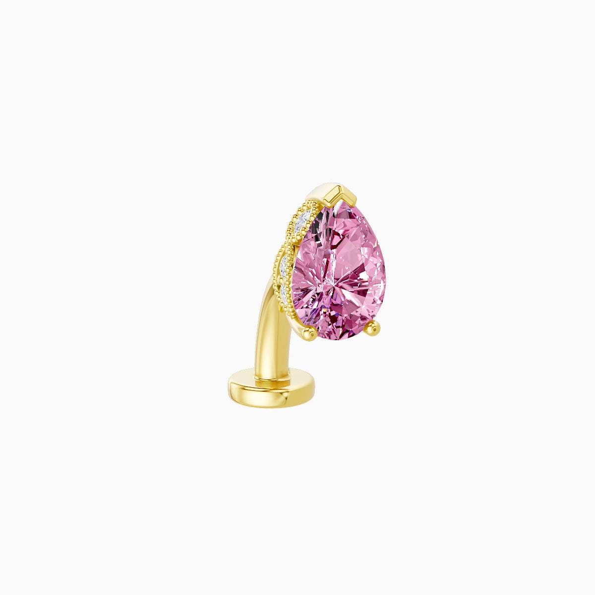 Elvira | 18k Yellow Gold 8 mm 7 mm Pink Sapphire & Diamond Floating Navel Piercing