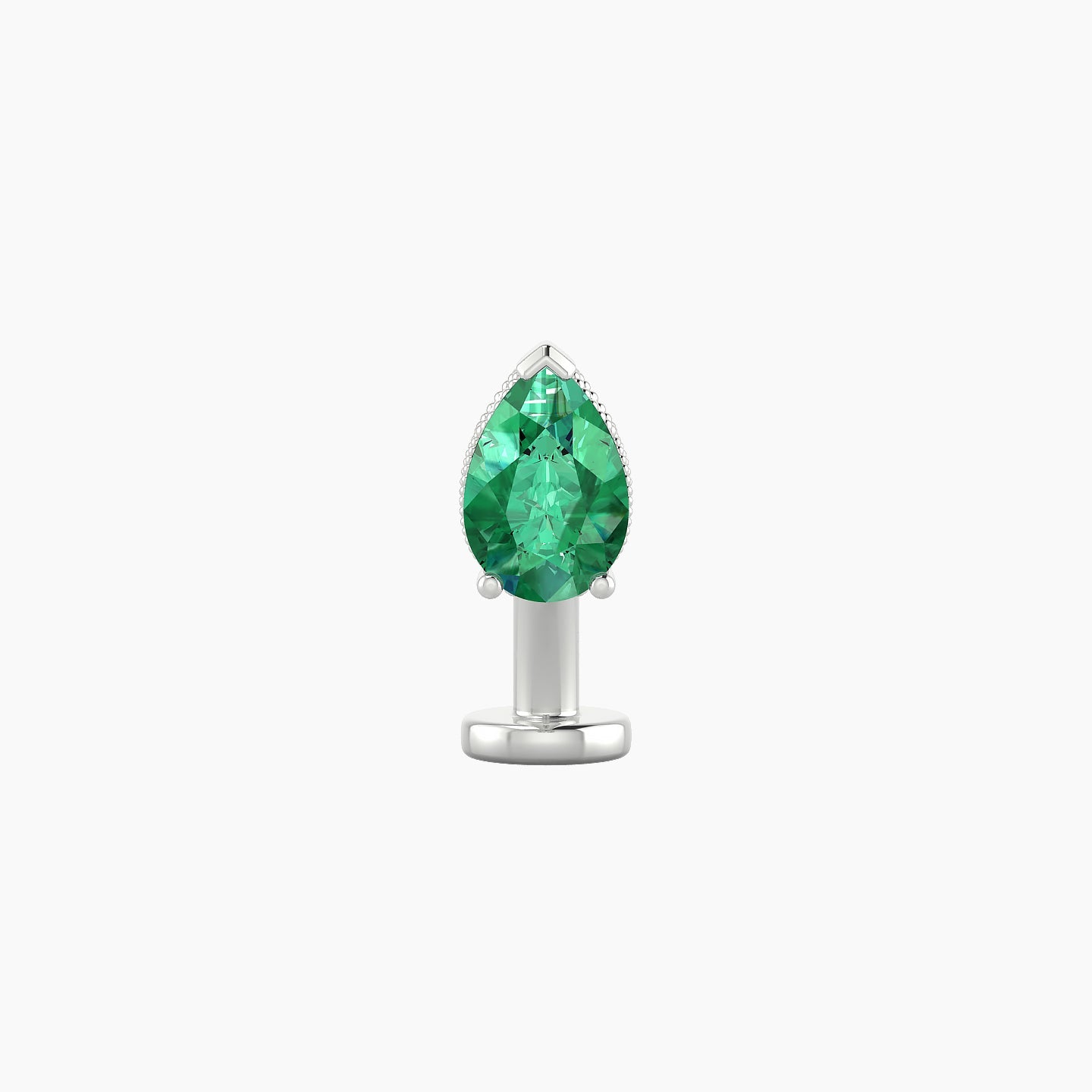 Elvira | 18k White Gold 8 mm 7 mm Emerald & Diamond Floating Navel Piercing