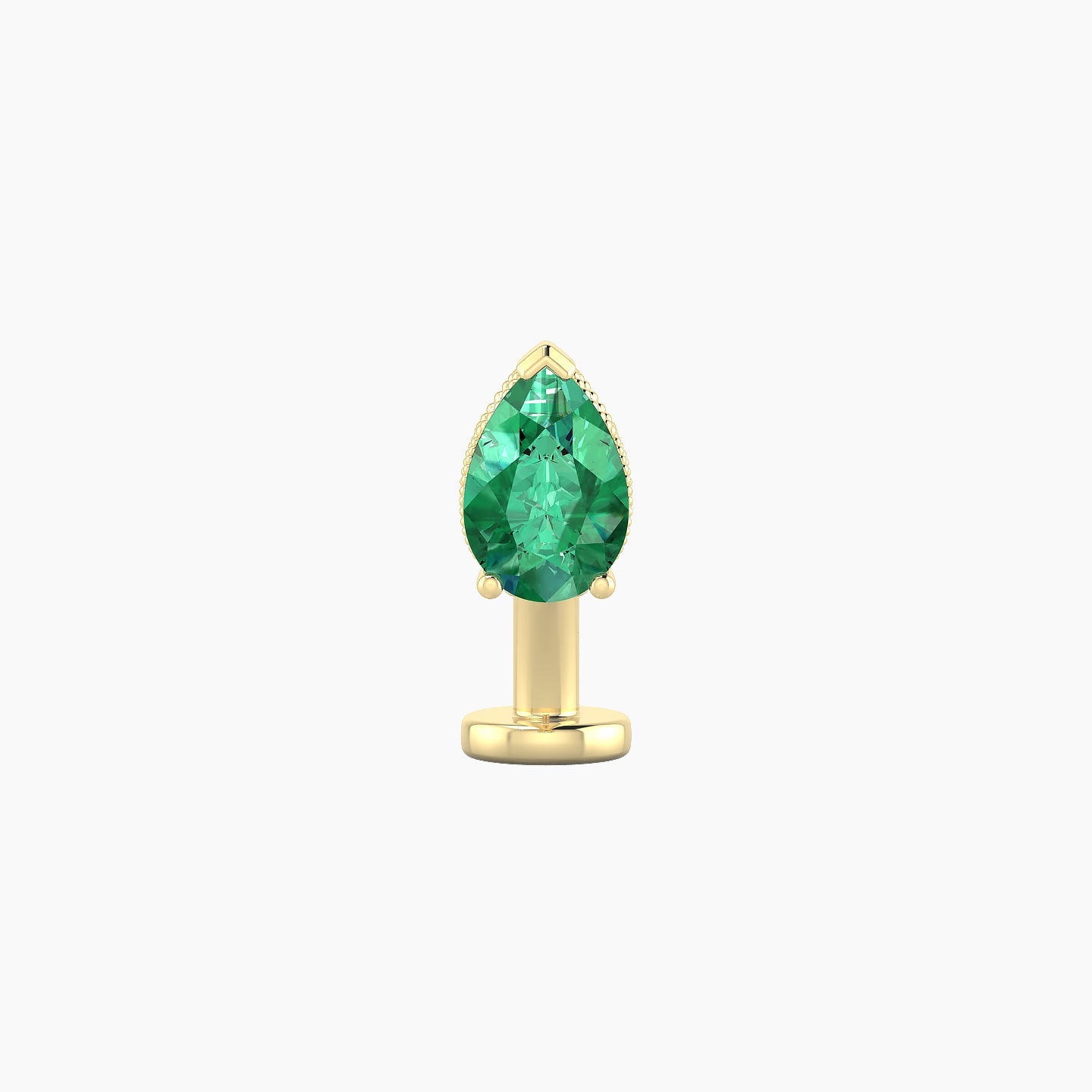 Elvira | 18k Yellow Gold 8 mm 7 mm Emerald & Diamond Floating Navel Piercing