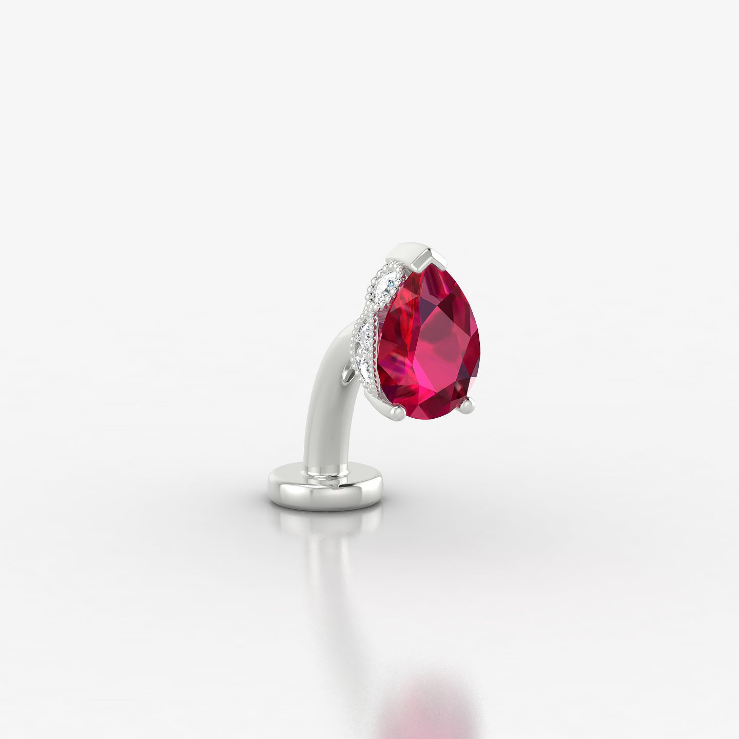 Elvira | 18k White Gold 8 mm 7 mm Ruby & Diamond Floating Navel Piercing
