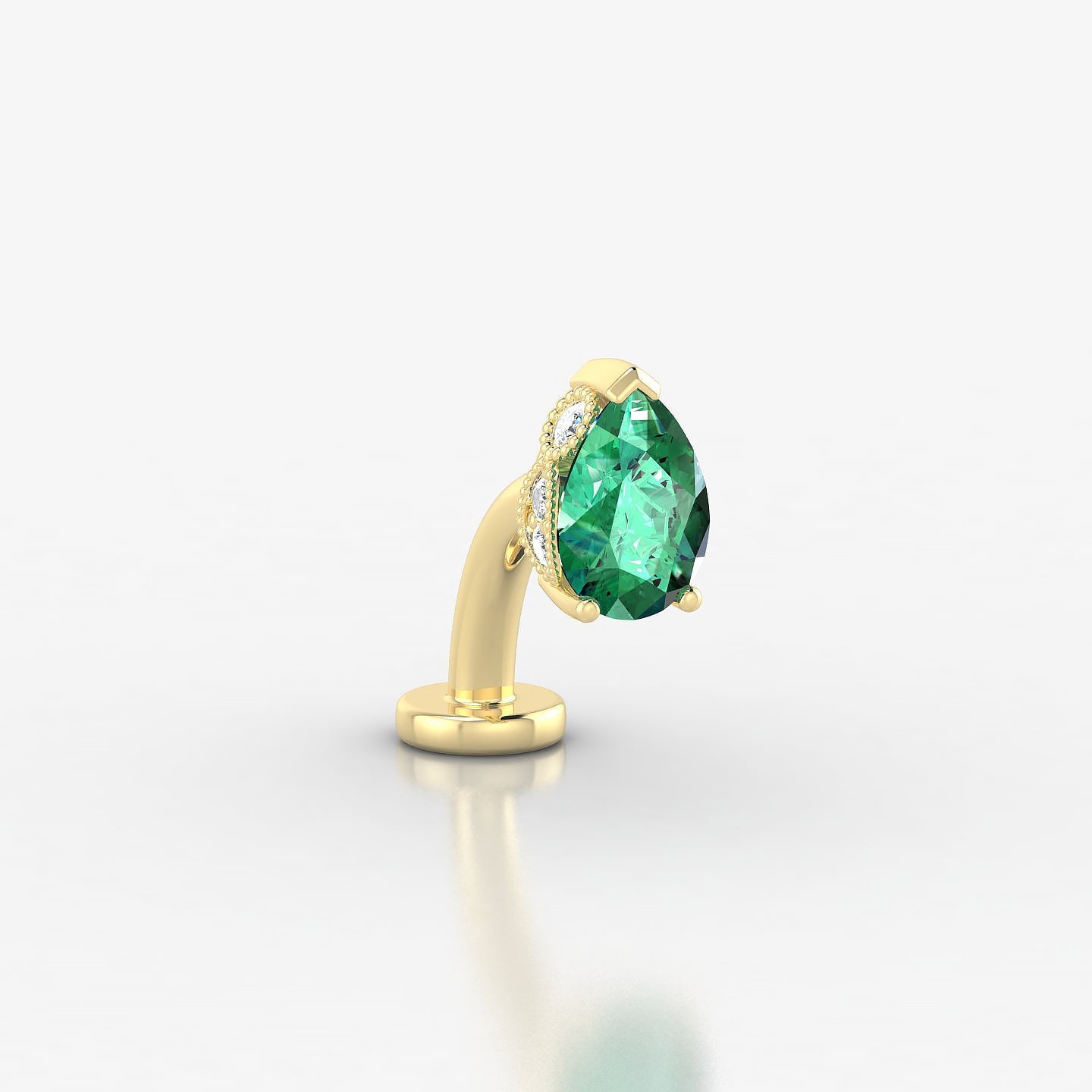 Elvira | 18k Yellow Gold 8 mm 7 mm Emerald & Diamond Floating Navel Piercing