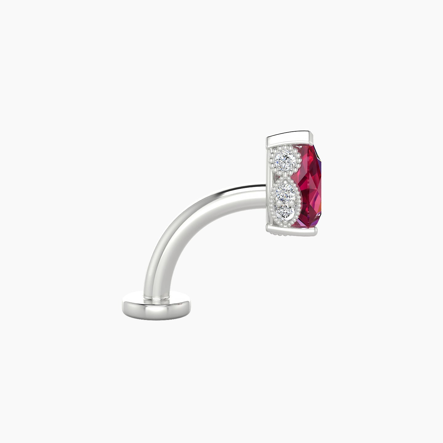 Elvira | 18k White Gold 8 mm 7 mm Ruby & Diamond Floating Navel Piercing