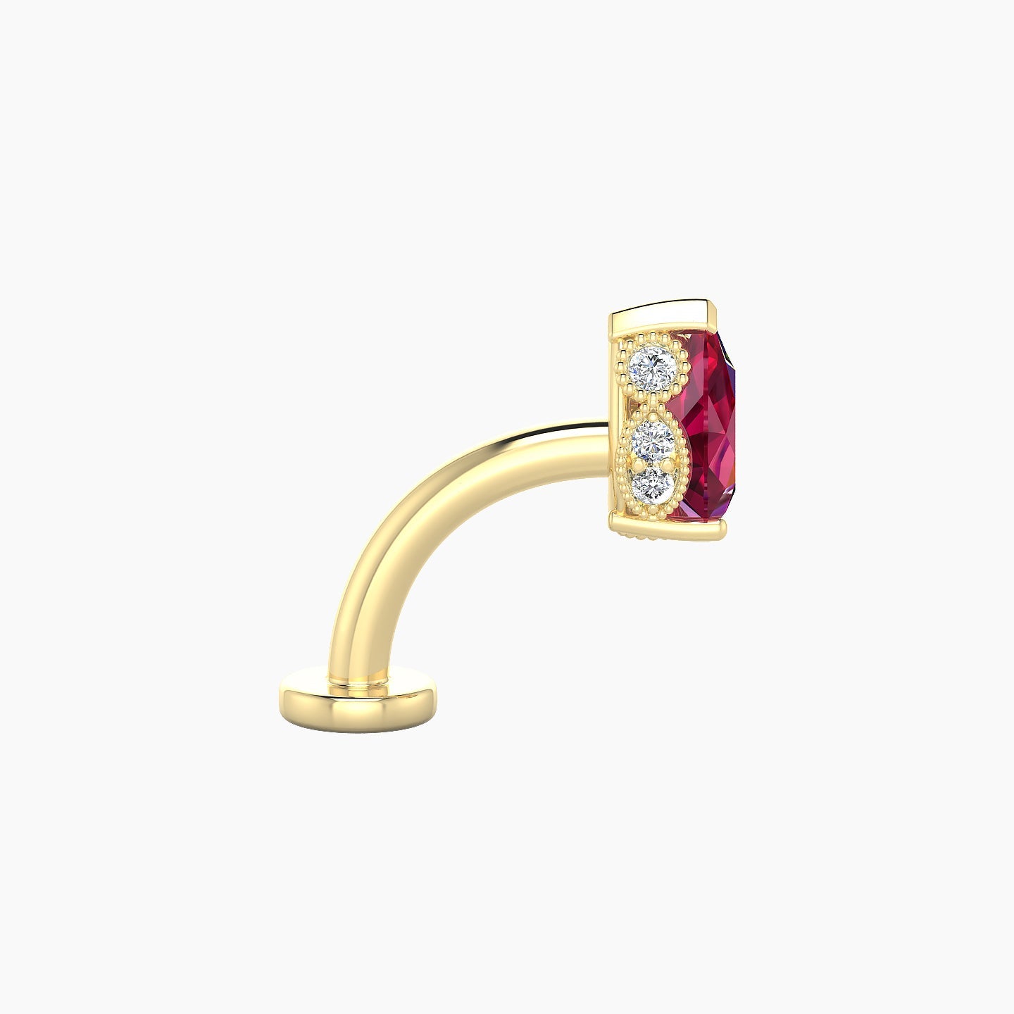 Elvira | 18k Yellow Gold 8 mm 7 mm Ruby & Diamond Floating Navel Piercing