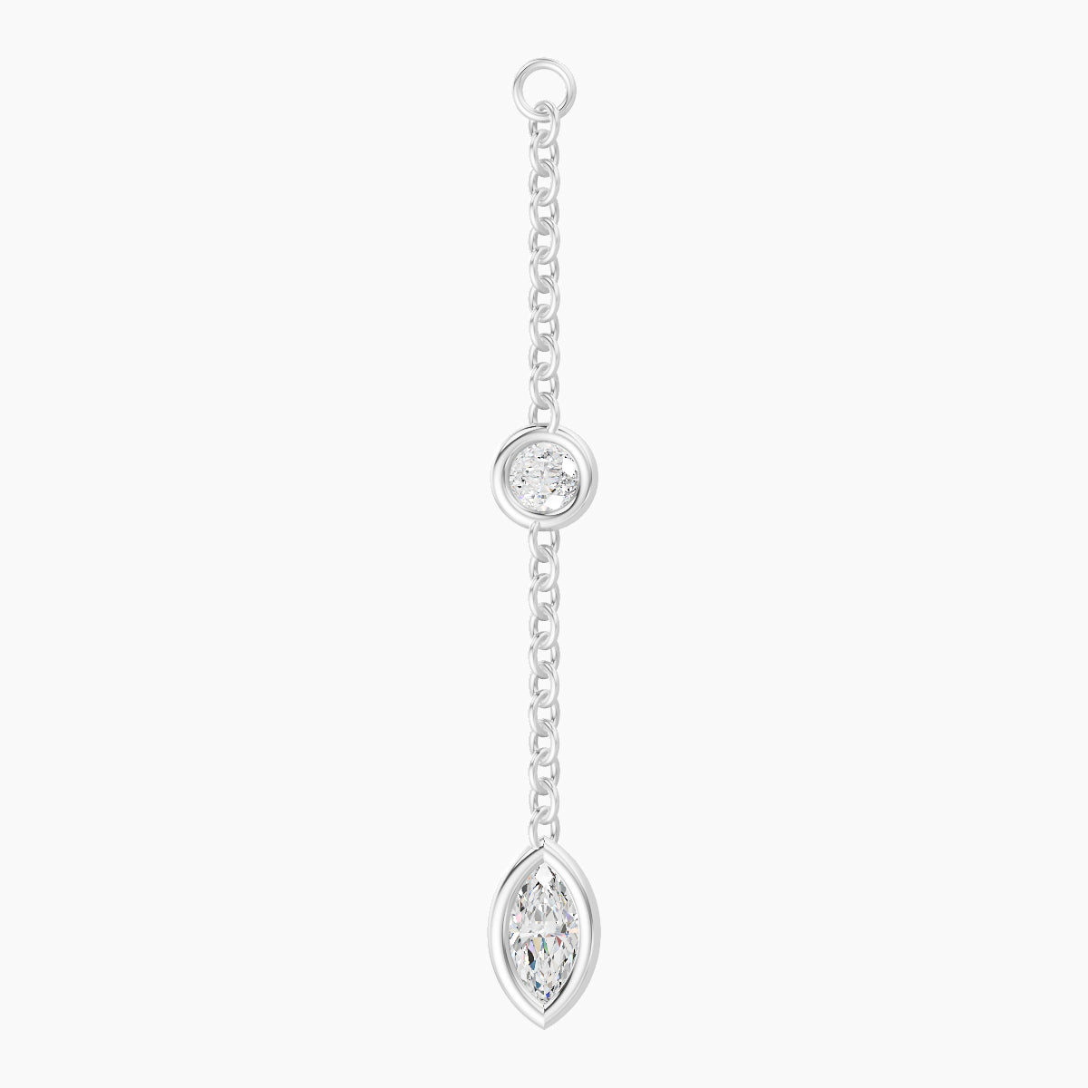 Enyo | 18k White Gold 25 mm Marquise Diamond Chain Charm