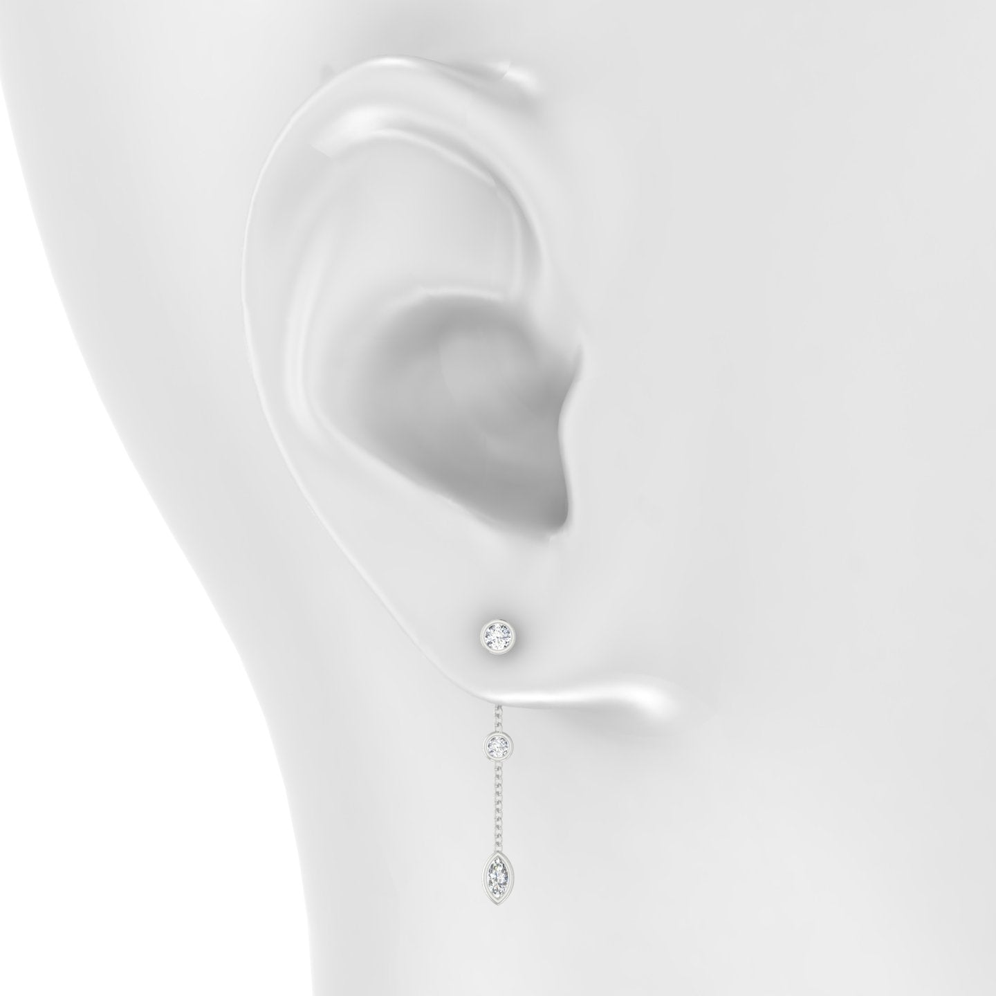 Enyo | 18k White Gold 25 mm Marquise Diamond Chain Charm