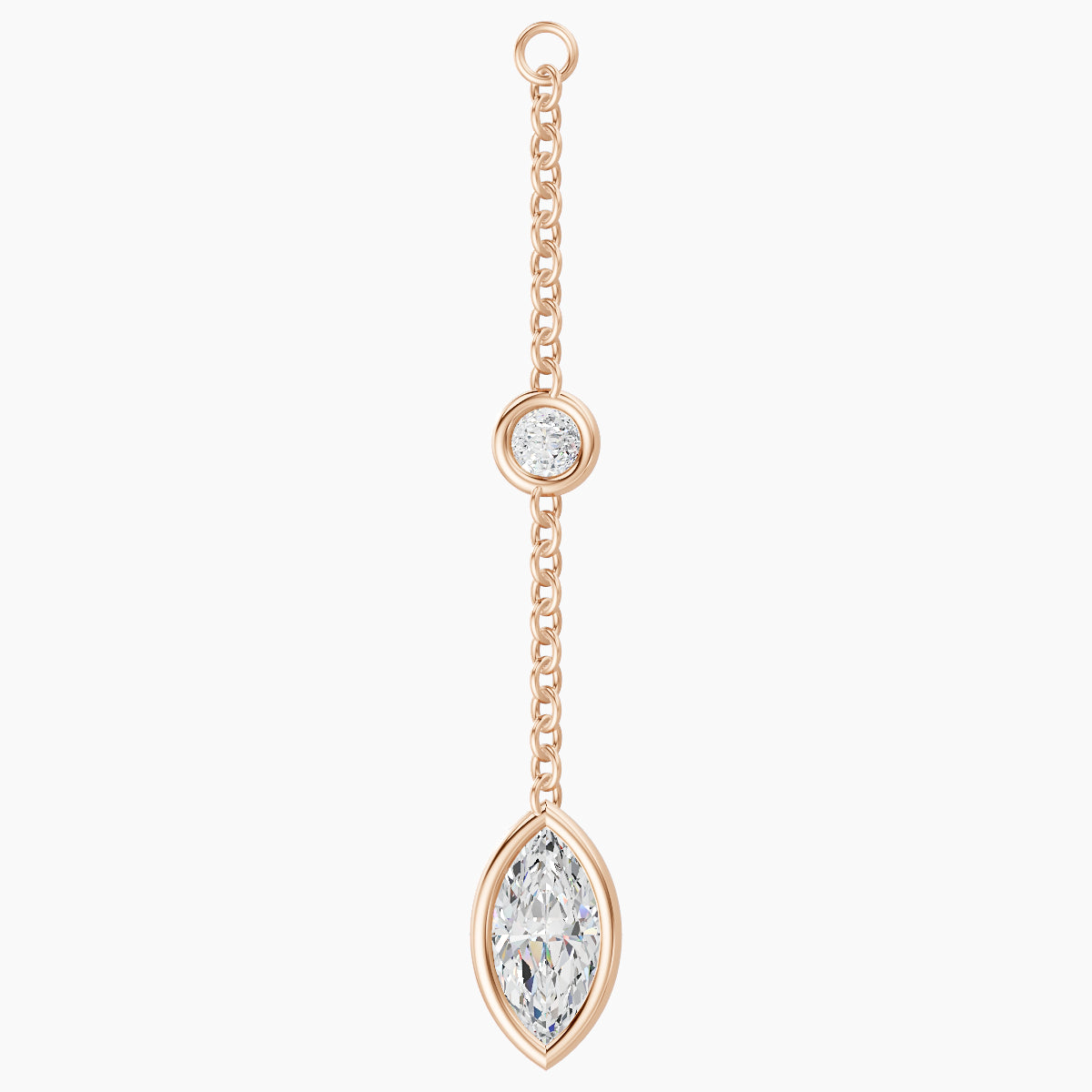 Enyo | 18k Rose Gold 28 mm Marquise Diamond Chain Charm