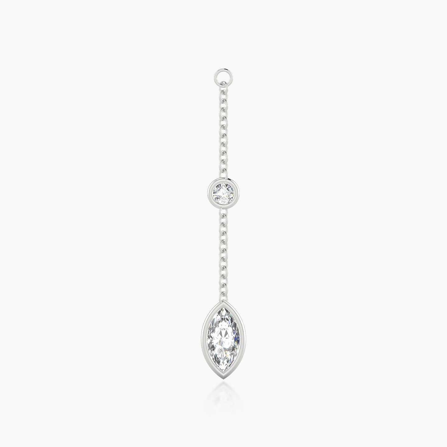 Enyo | 18k White Gold 28 mm Marquise Diamond Chain Charm