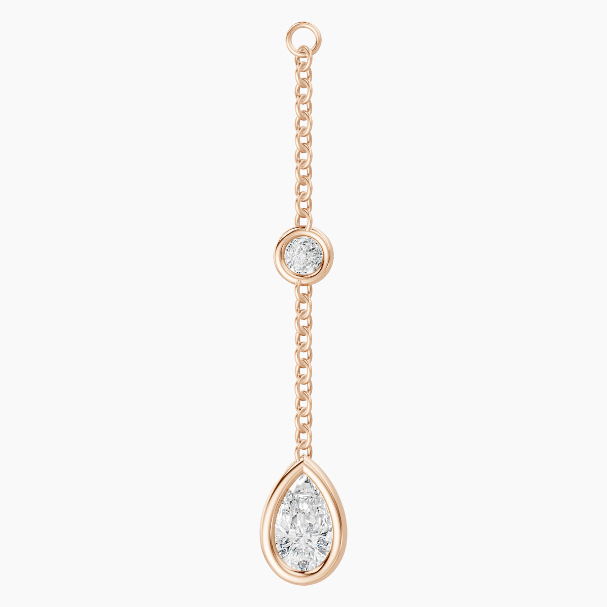 Enyo | 18k Rose Gold 28 mm Pear Diamond Chain Charm