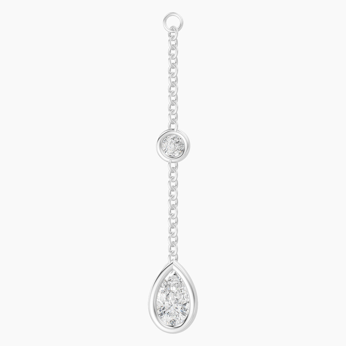 Enyo | 18k White Gold 28 mm Pear Diamond Chain Charm