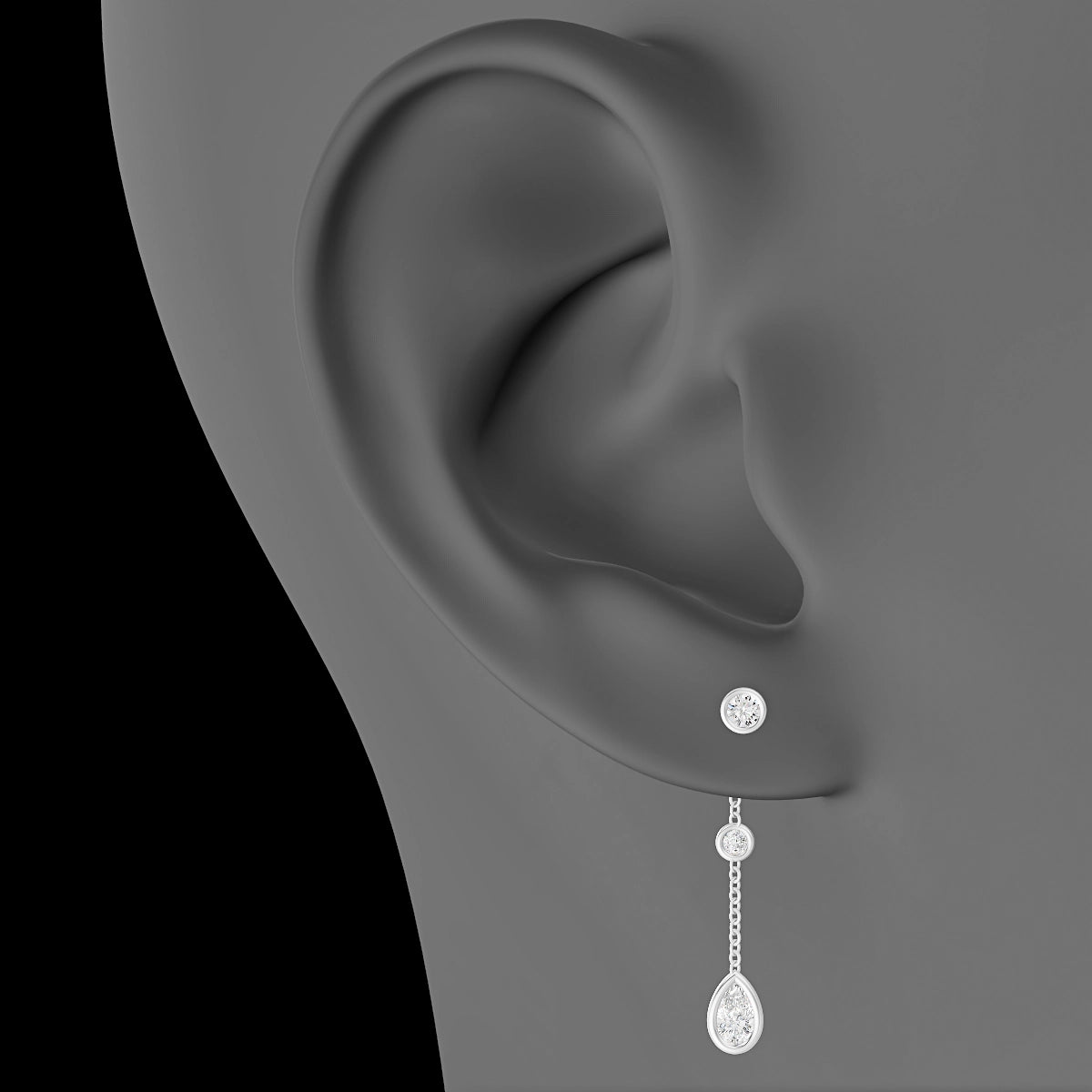 Enyo | 18k White Gold 26 mm Pear Diamond Chain Charm