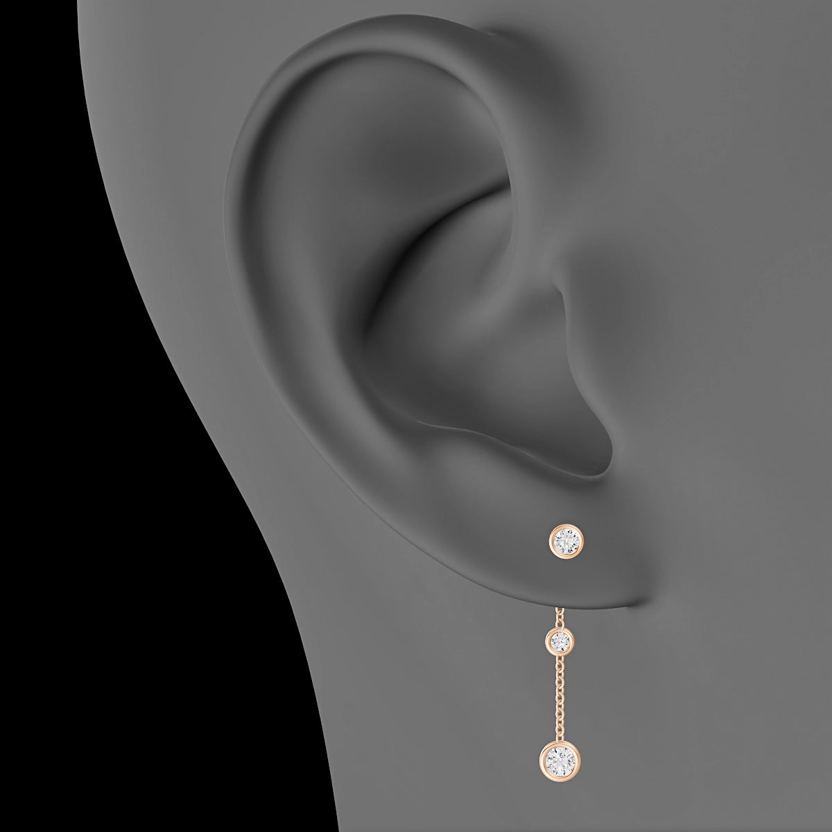 Enyo | 18k Rose Gold 24 mm Round Diamond Chain Charm