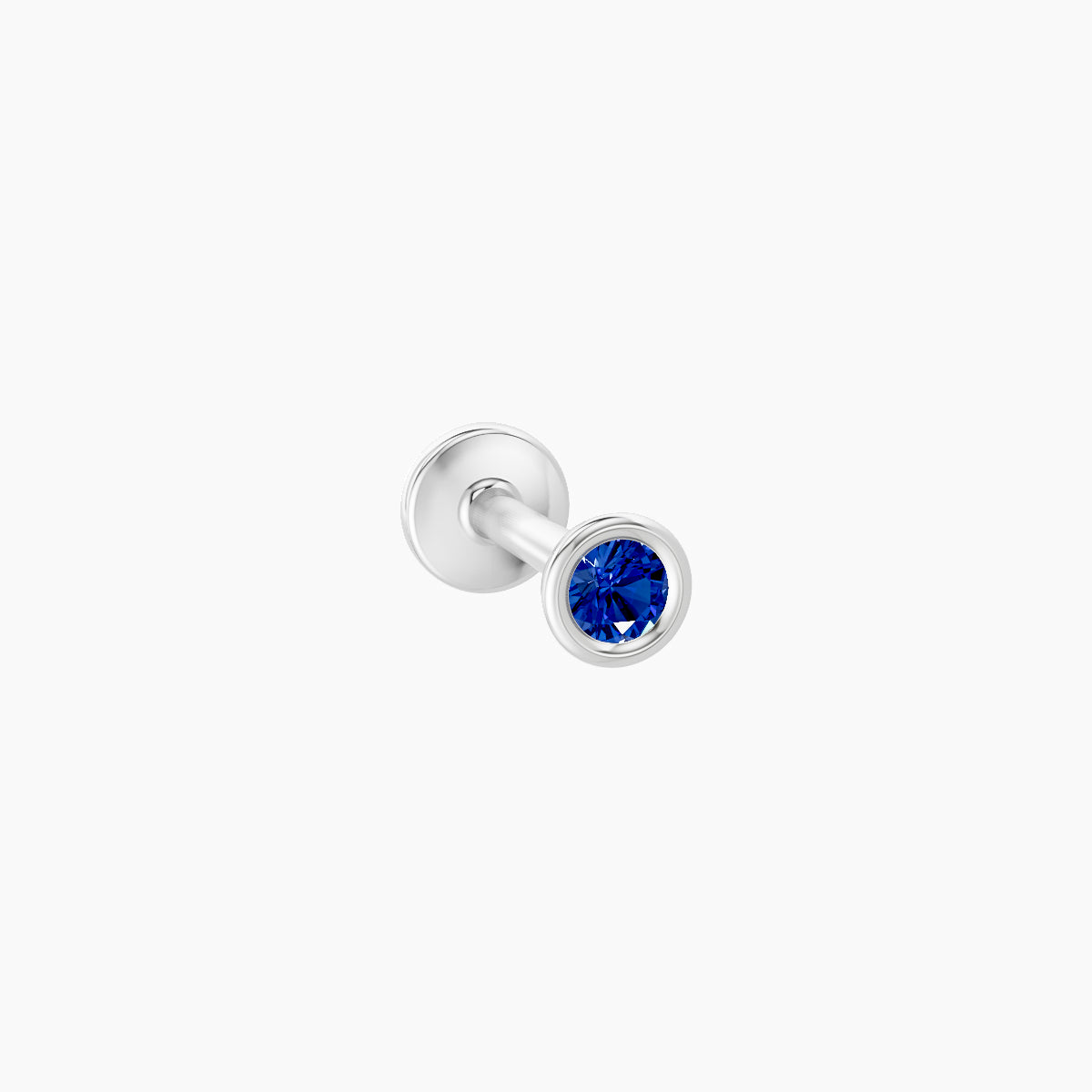 Eos | 18k White Gold 6.5 mm 3 mm Round Sapphire Nose Piercing
