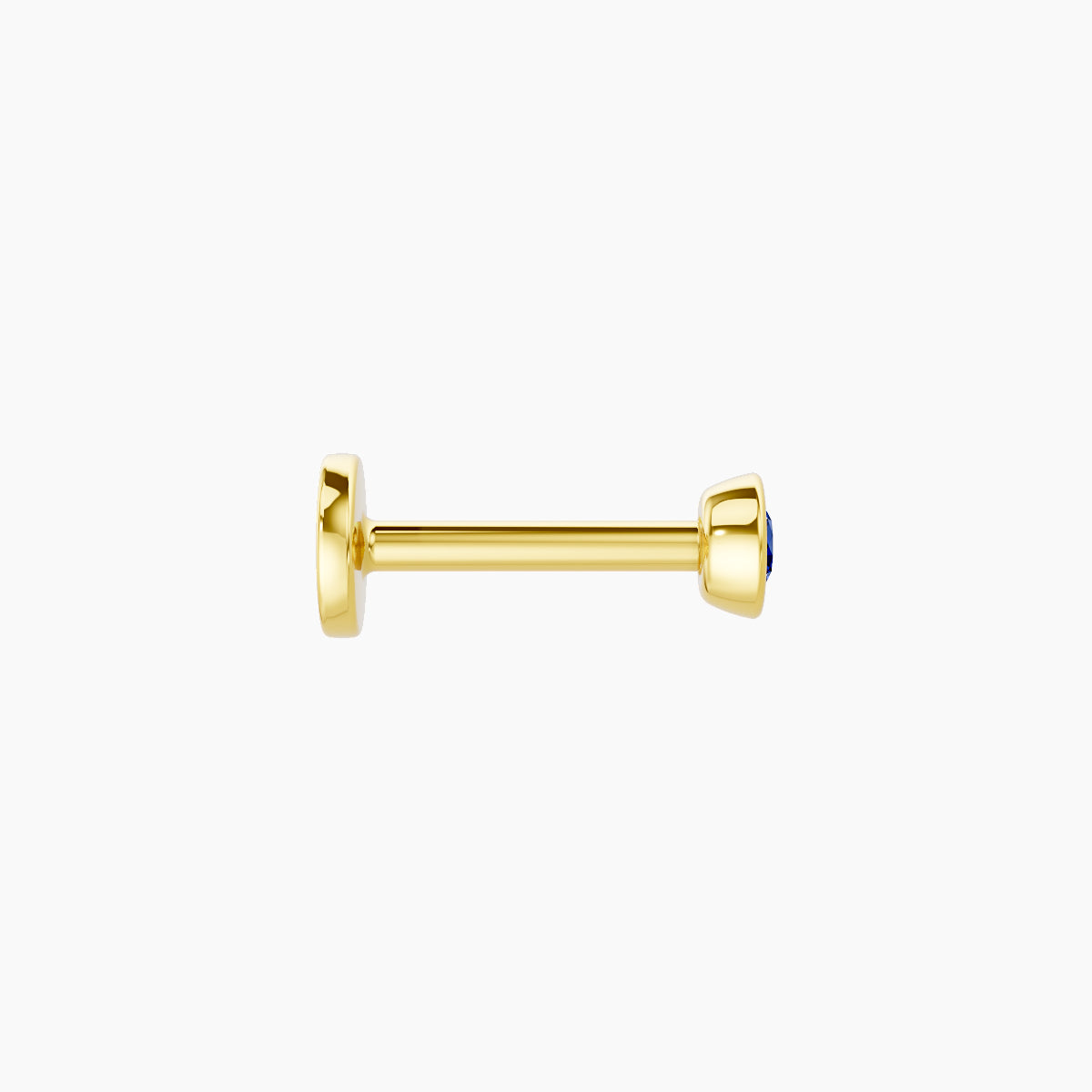 Eos | 18k Yellow Gold 6.5 mm 3 mm Round Sapphire Nose Piercing