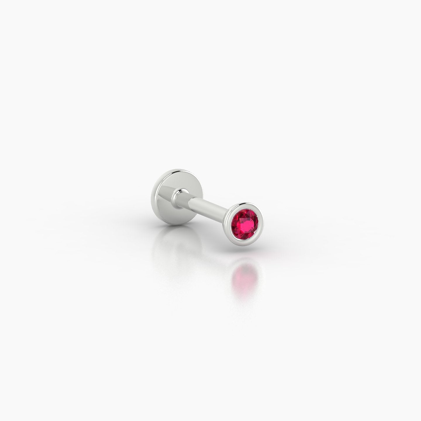 Eos | 18k White Gold 6.5 mm 3 mm Round Ruby Nose Piercing