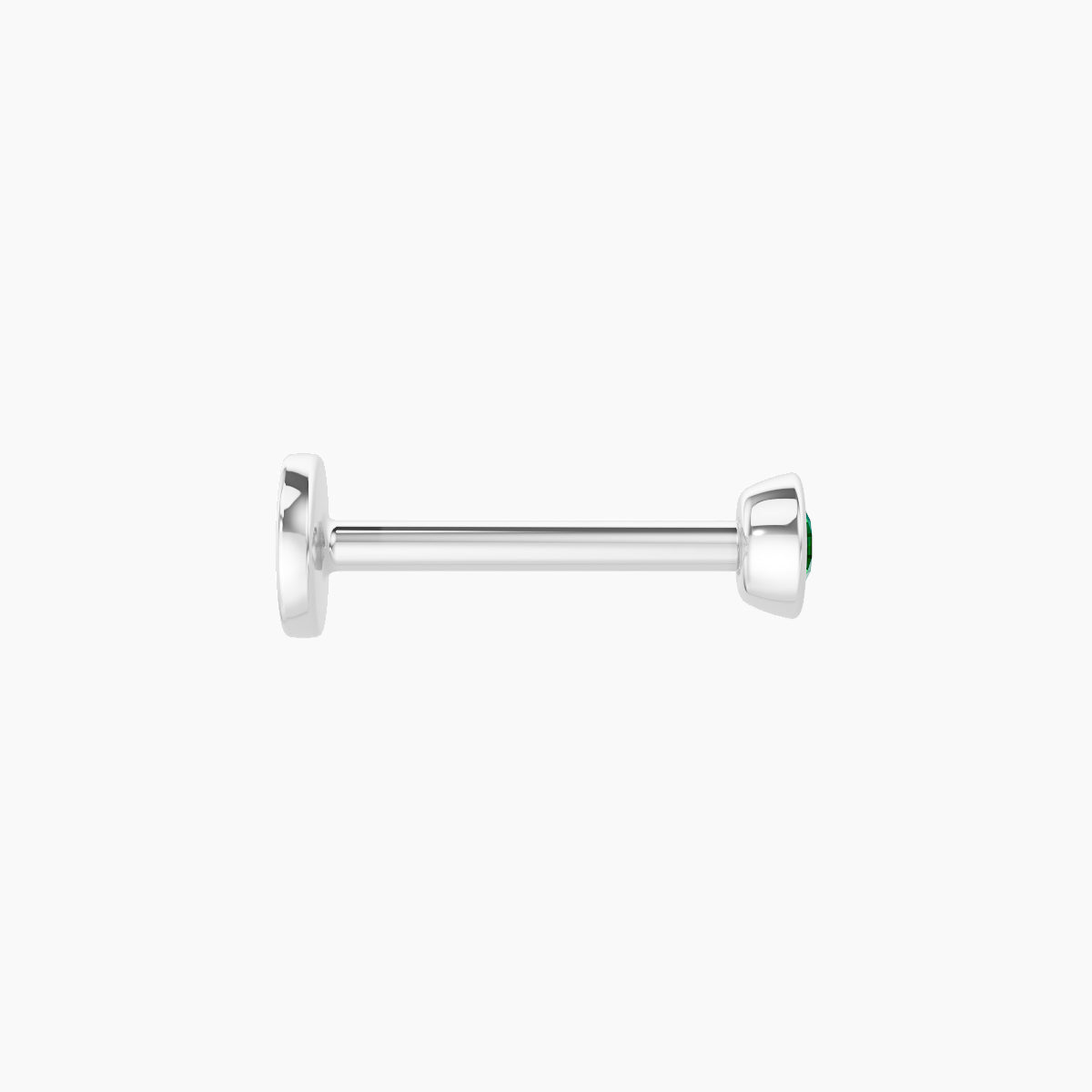 Eos | 18k White Gold 8 mm 3 mm Round Emerald Nose Piercing