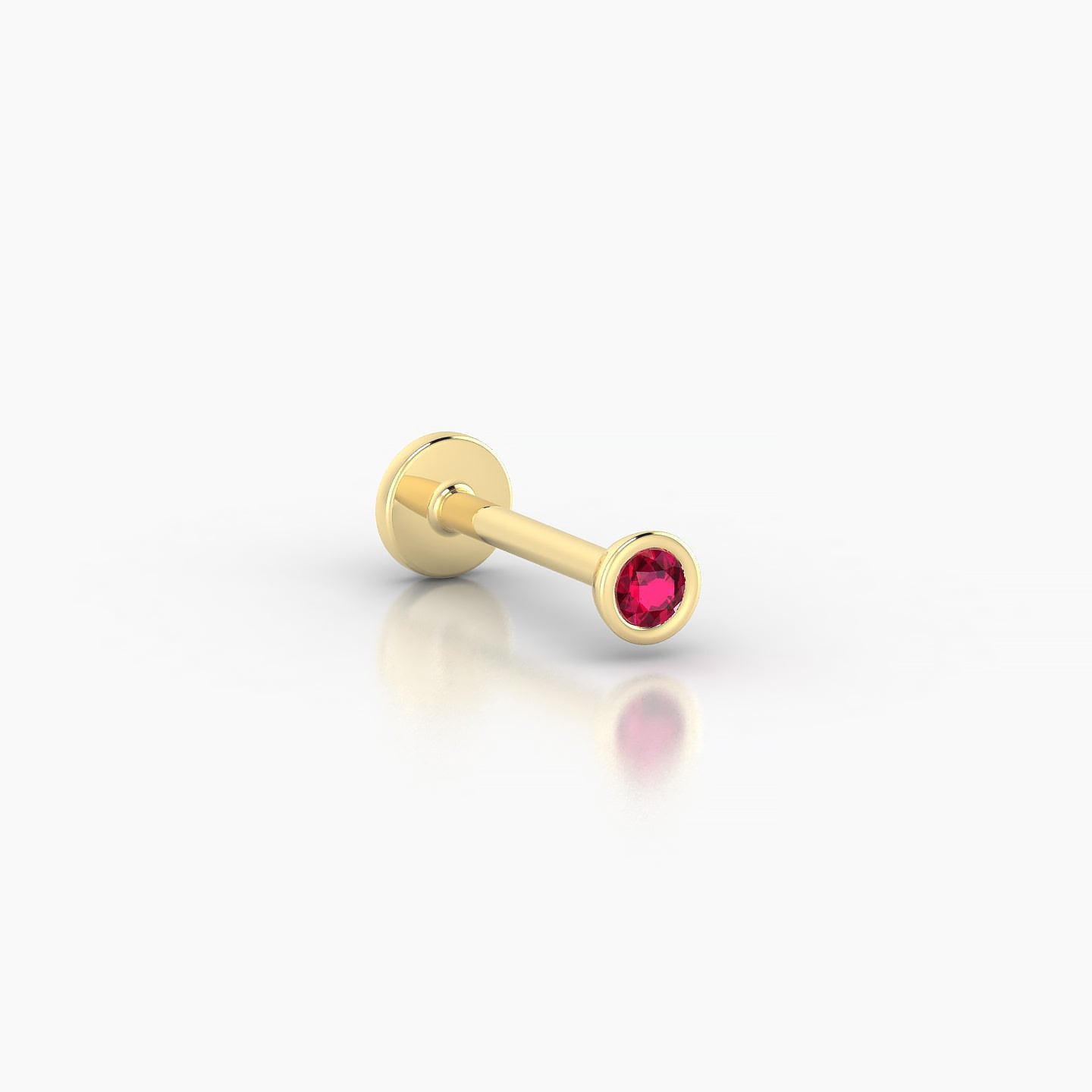 Eos | 18k Yellow Gold 8 mm 3 mm Round Ruby Nose Piercing