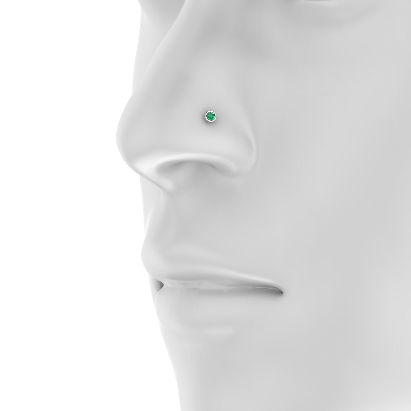 Eos | 18k White Gold 5 mm 3.5 mm Round Emerald Nose Piercing