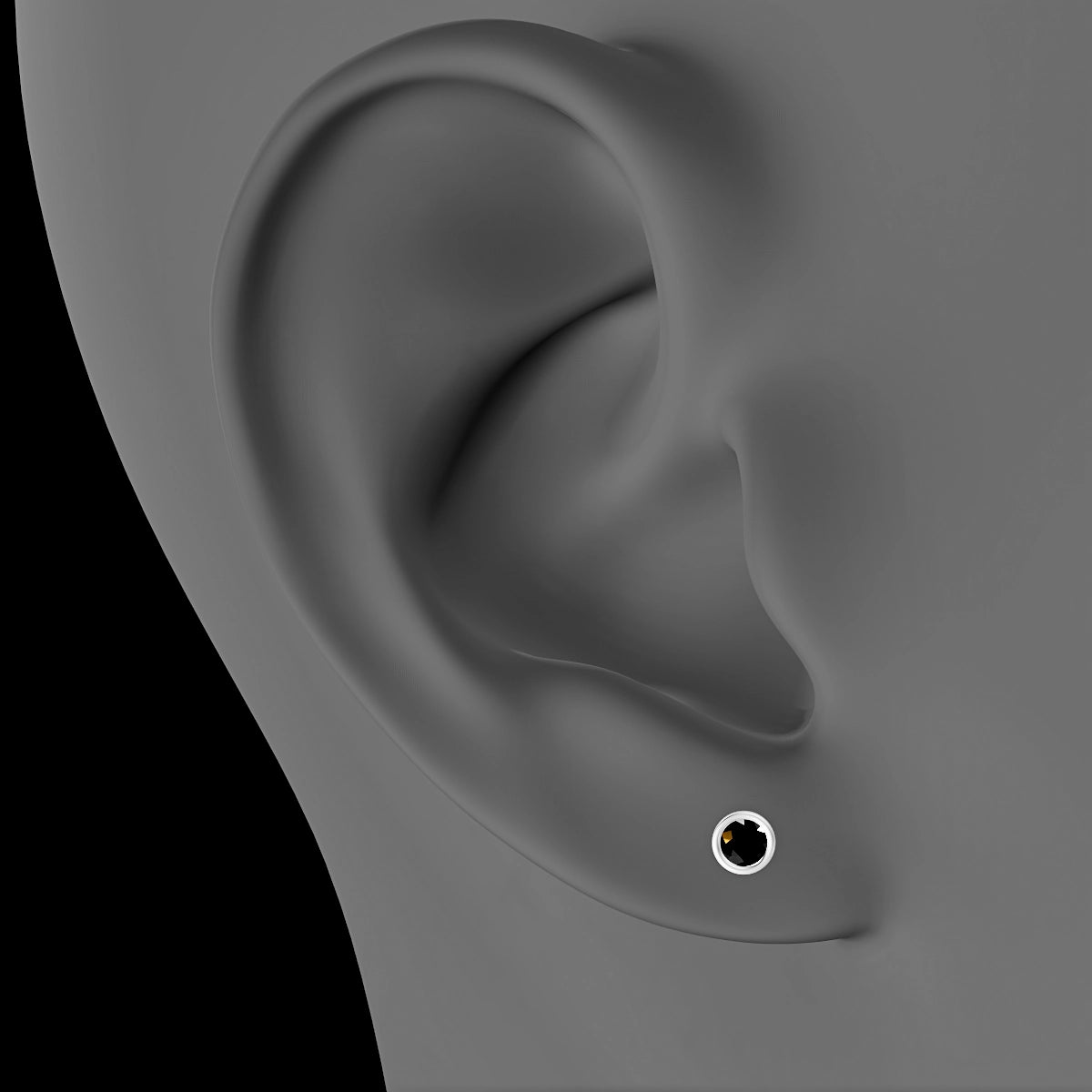 Eos | 18k White Gold 5 mm 4 mm Round Black Diamond Piercing