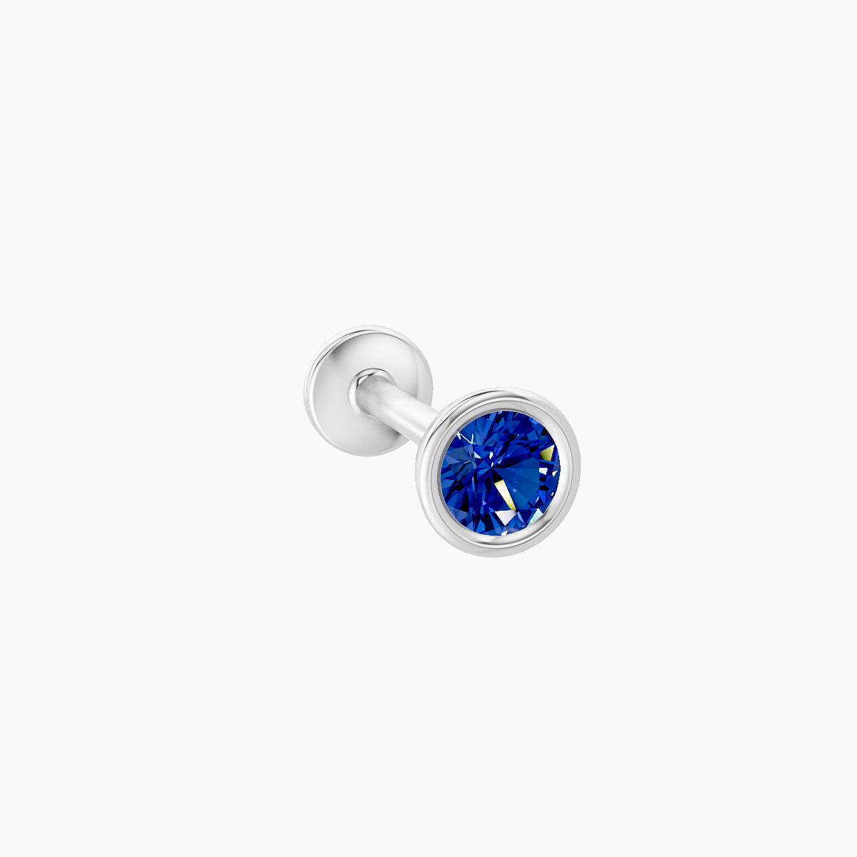 Eos | 18k White Gold 8 mm 4 mm Round Sapphire Nose Piercing