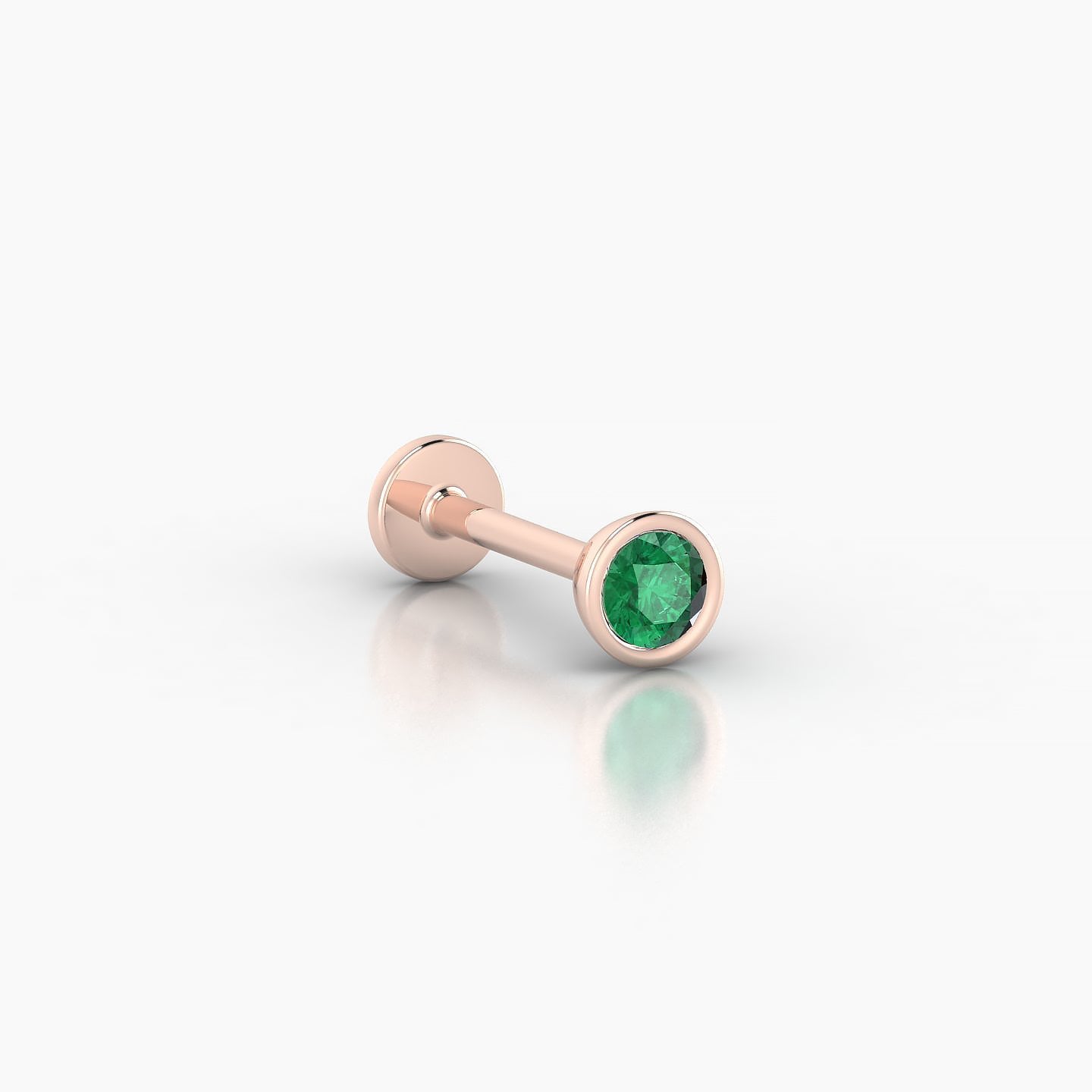 Eos | 18k Rose Gold 8 mm 4 mm Round Emerald Nose Piercing
