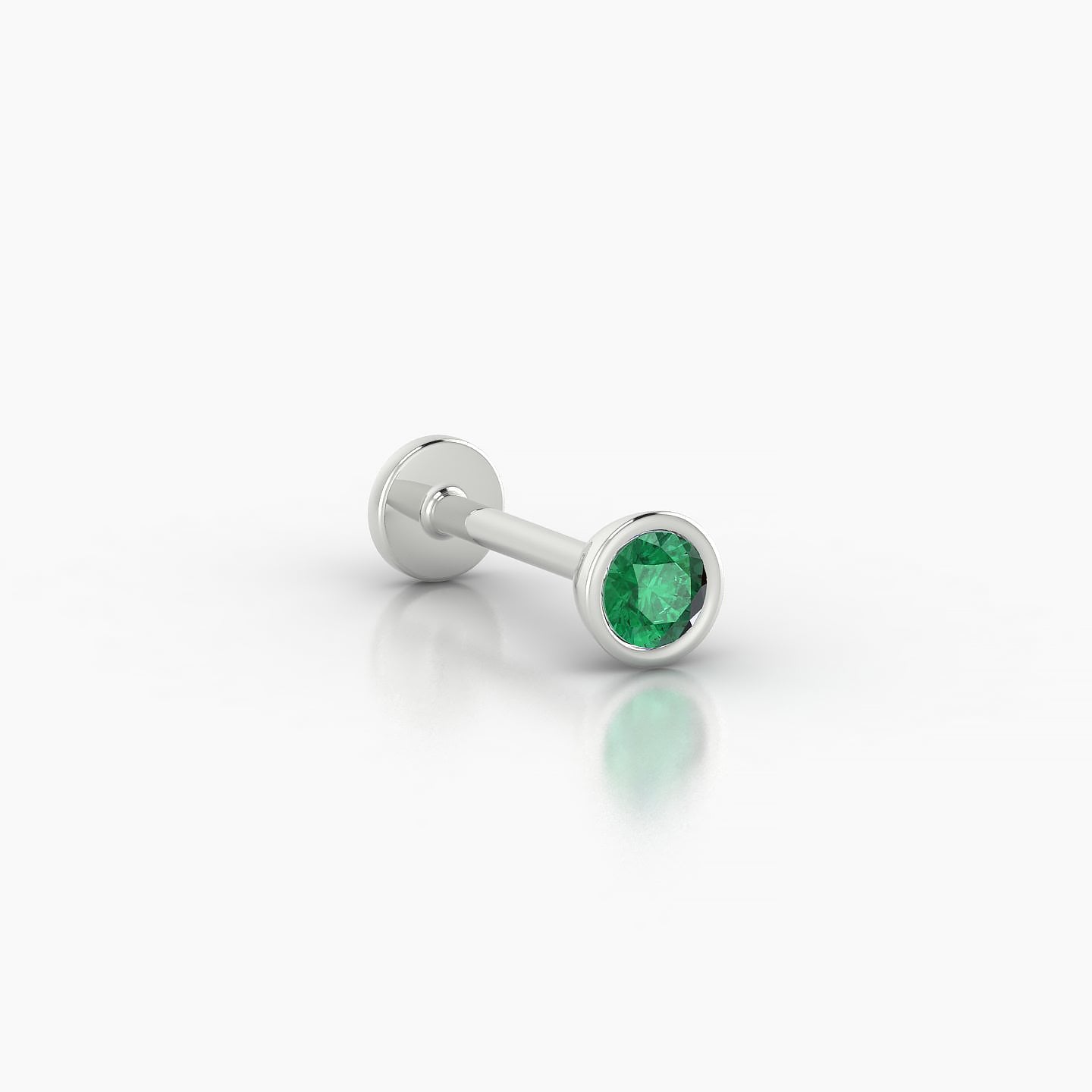 Eos | 18k White Gold 8 mm 4 mm Round Emerald Piercing