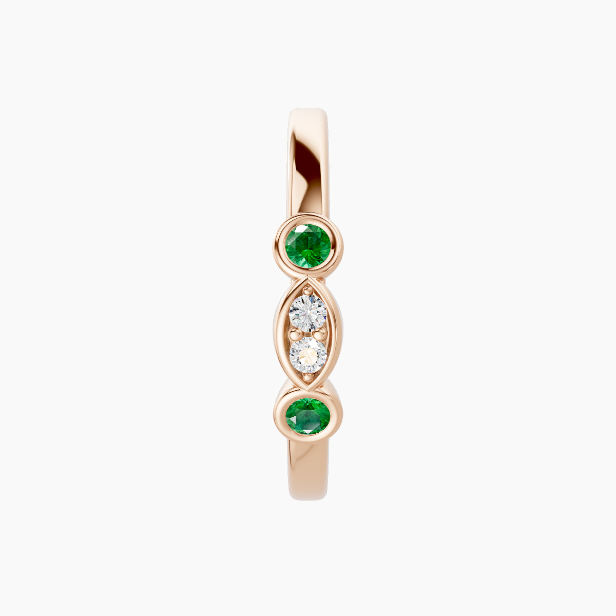 Epona | 18k Rose Gold 11 mm Emerald & Diamond Hoop Piercing