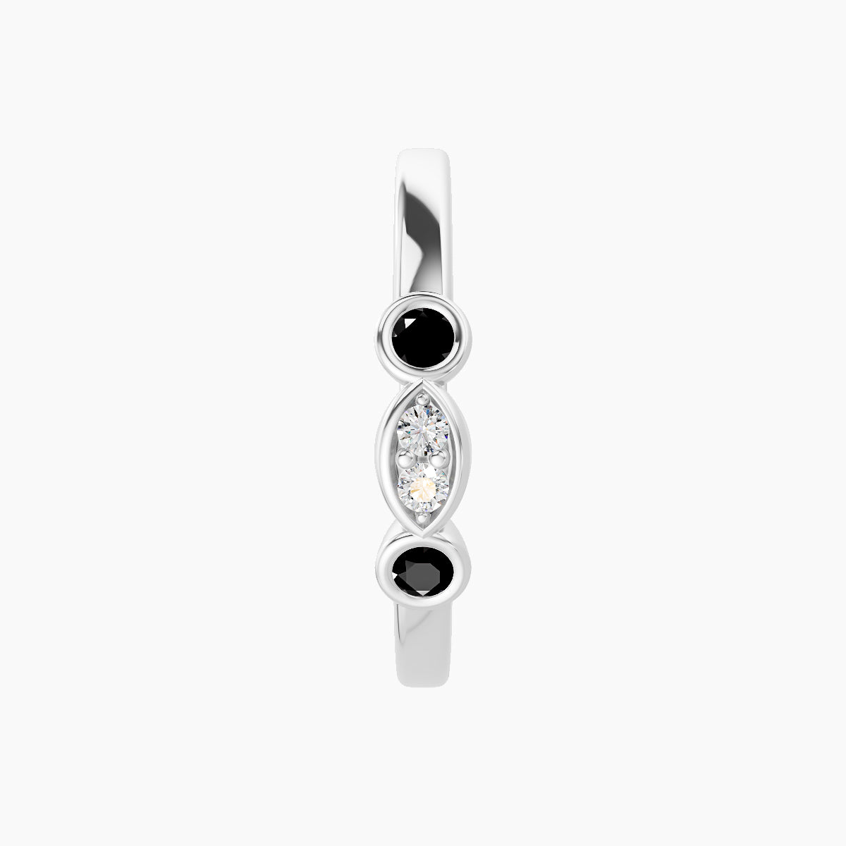 Epona | 18k White Gold 11 mm Black Diamond & Diamond Hoop Piercing