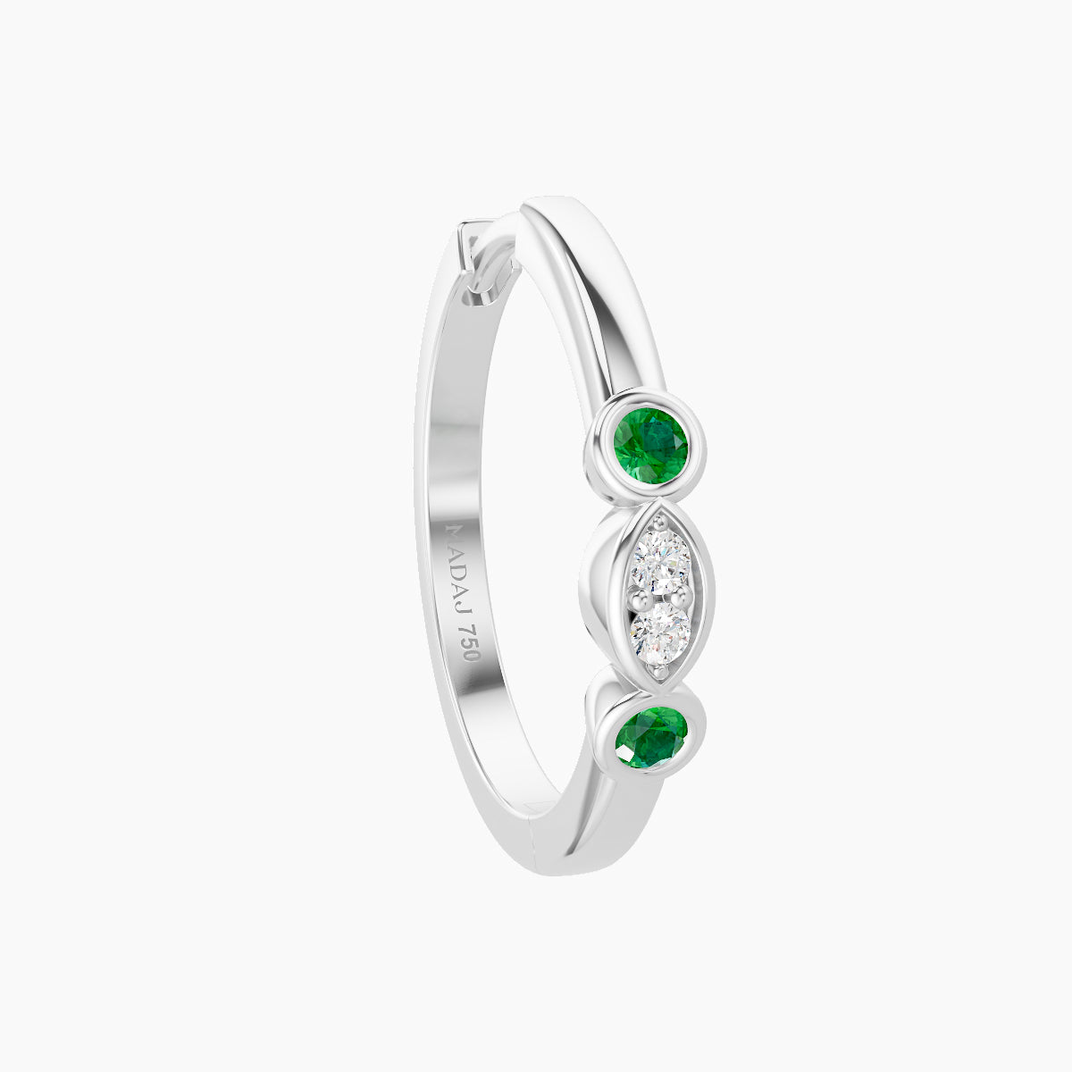 Epona | 18k White Gold 11 mm Emerald & Diamond Hoop Piercing